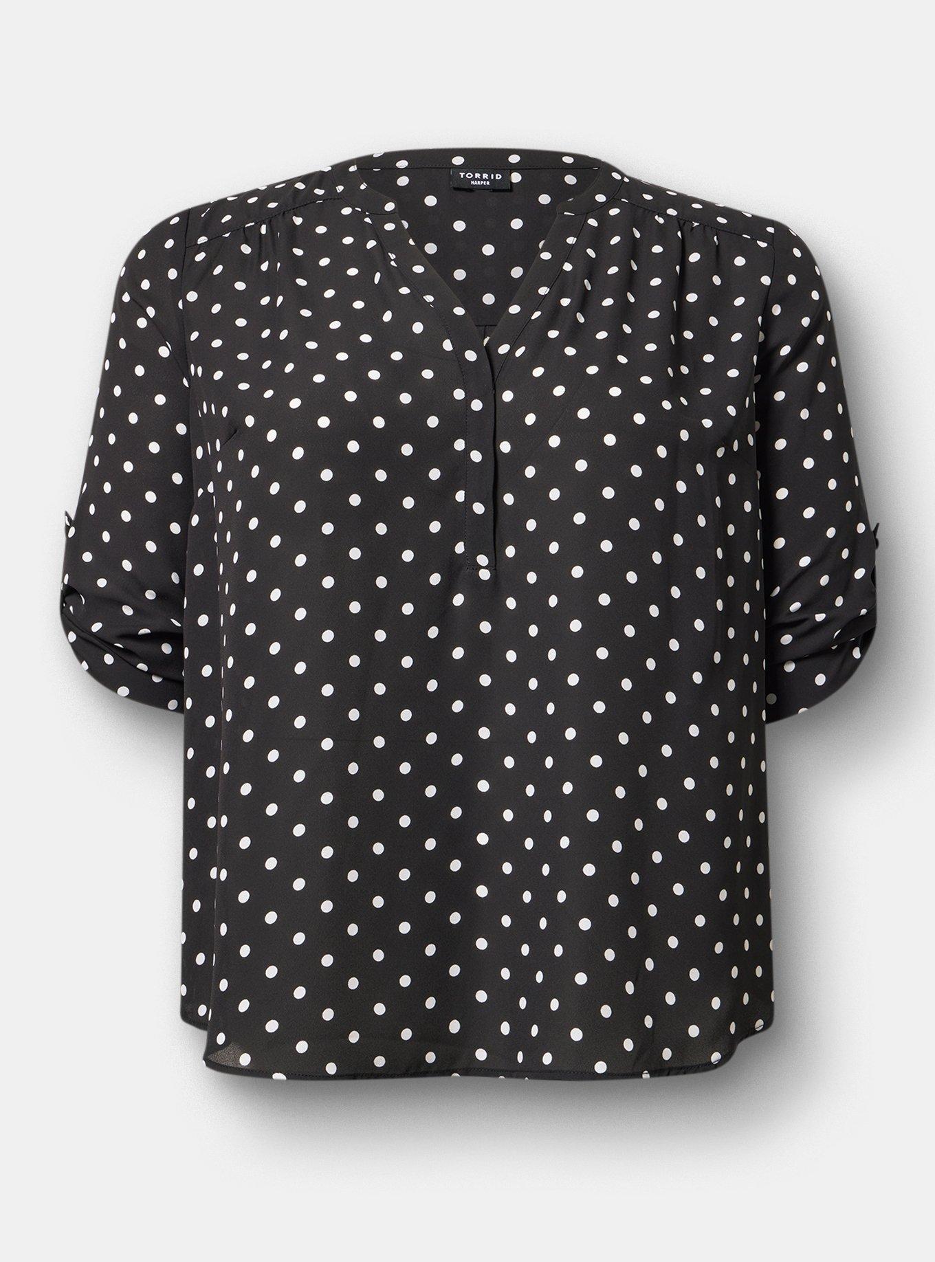 Harper Georgette Straight Hem Blouse, CLOSE DOT BLACK, hi-res
