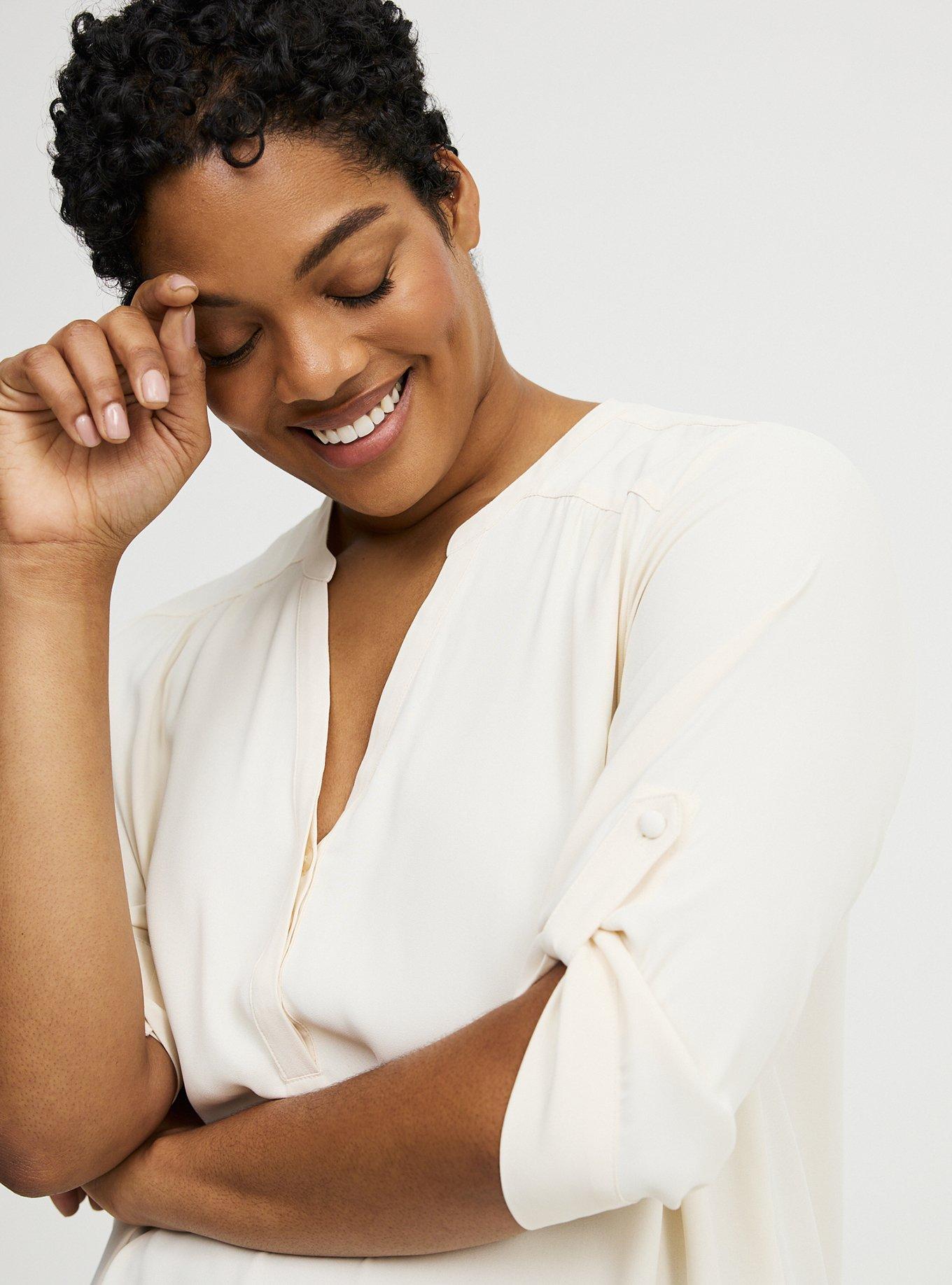 Harper Georgette Straight Hem Blouse, WHITE SWAN, alternate