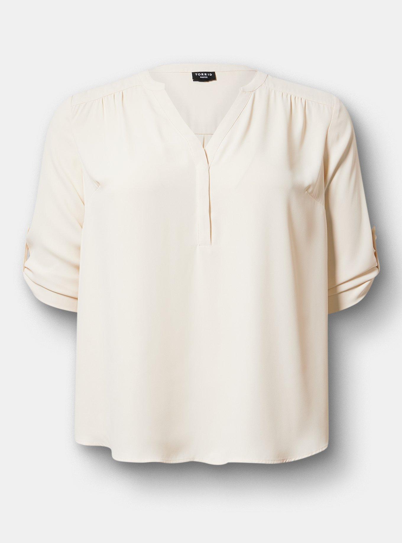 Harper Georgette Straight Hem Blouse, WHITE SWAN, hi-res