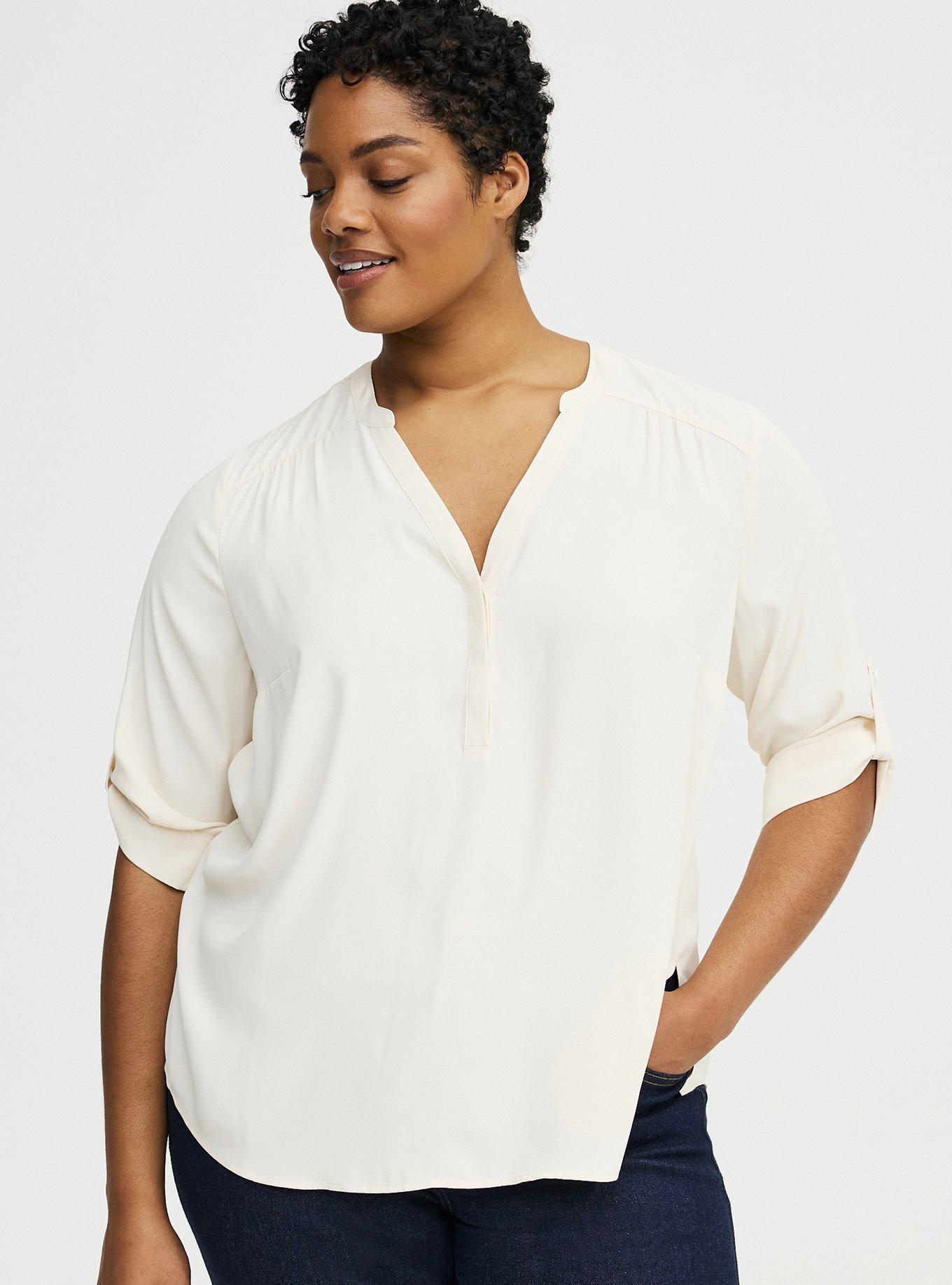 Harper Georgette Straight Hem Blouse, WHITE SWAN, hi-res