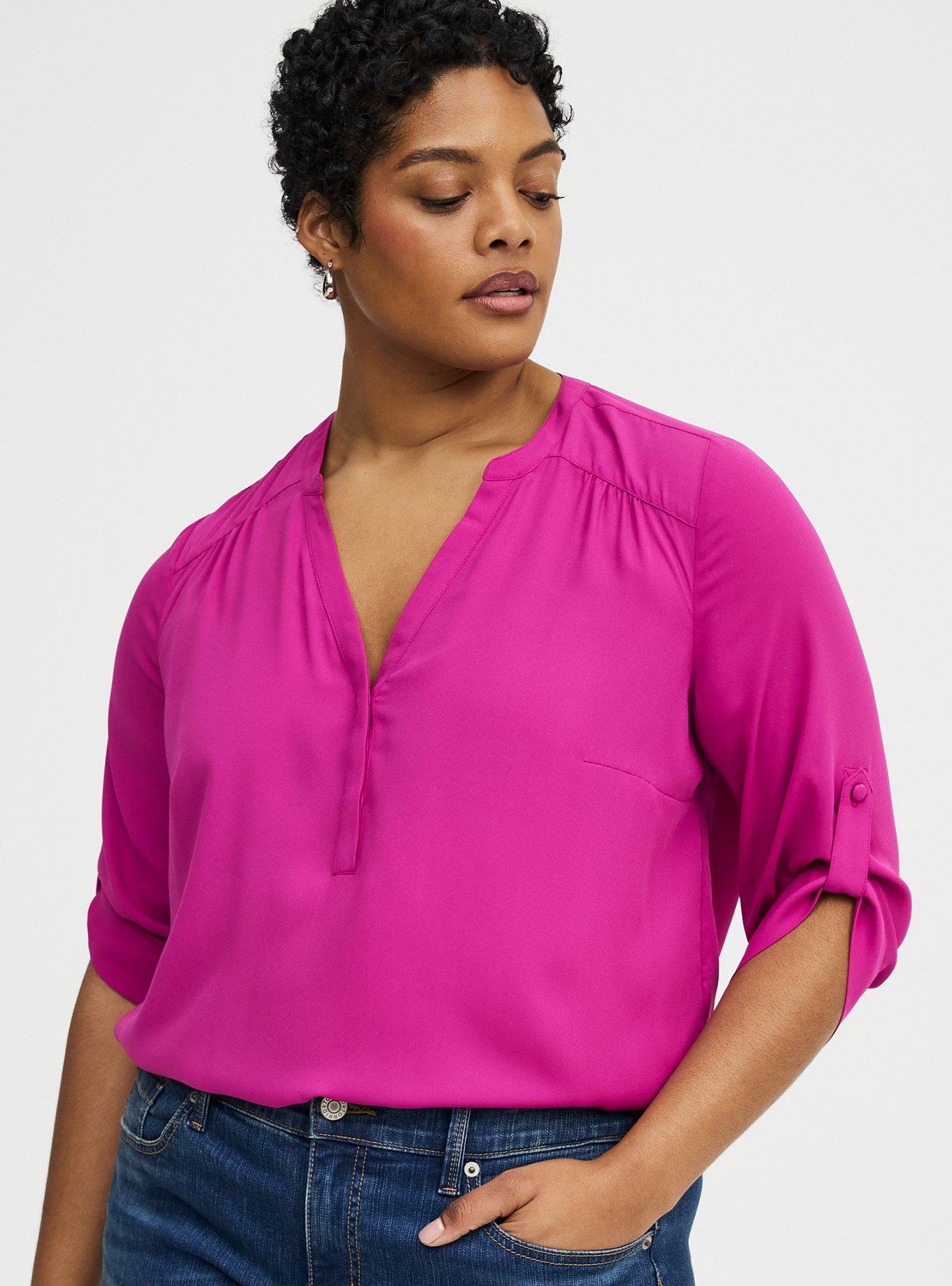 Harper Georgette Straight Hem Blouse, WILD ASTER, alternate