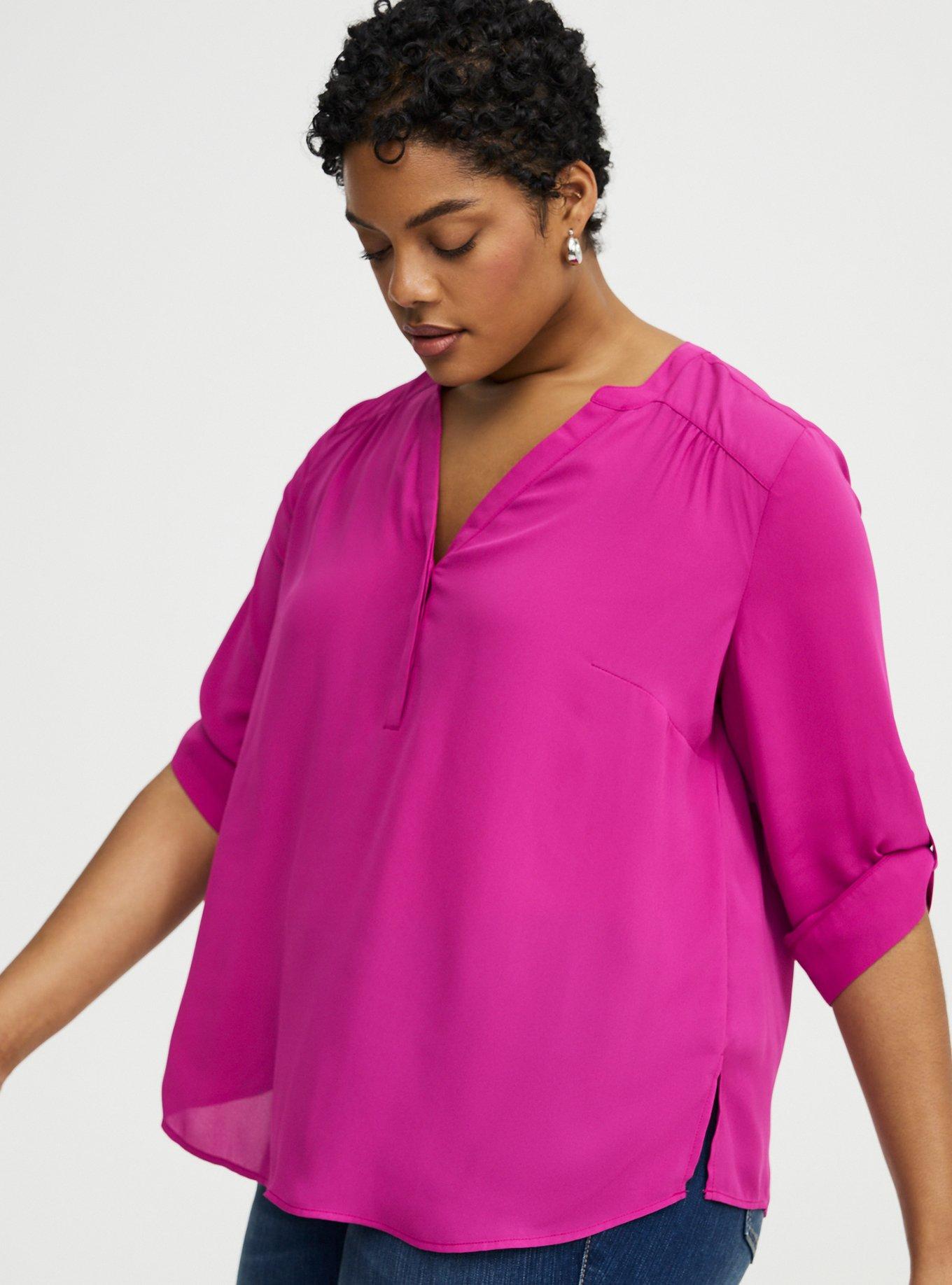 Harper Georgette Straight Hem Blouse, WILD ASTER, alternate