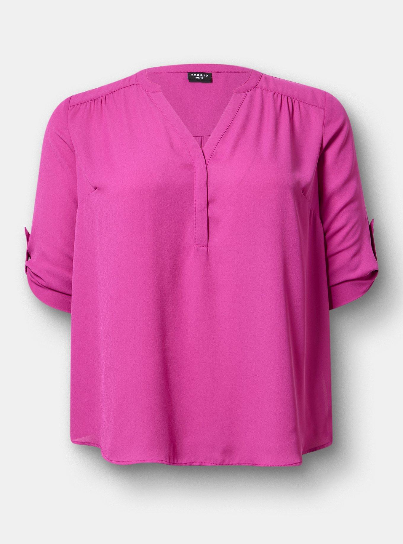 Harper Georgette Straight Hem Blouse, WILD ASTER, hi-res