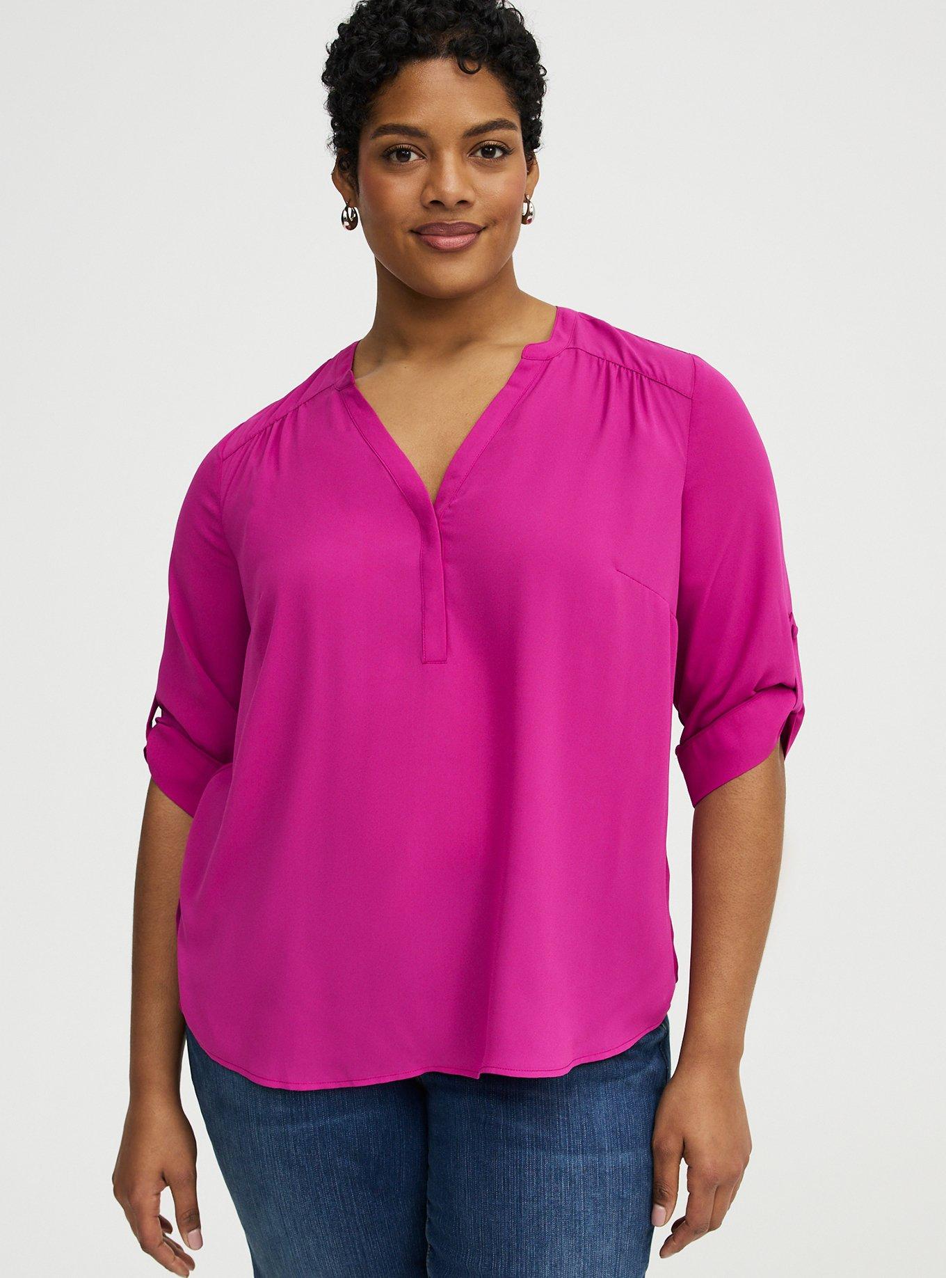 Harper Georgette Straight Hem Blouse, WILD ASTER, hi-res