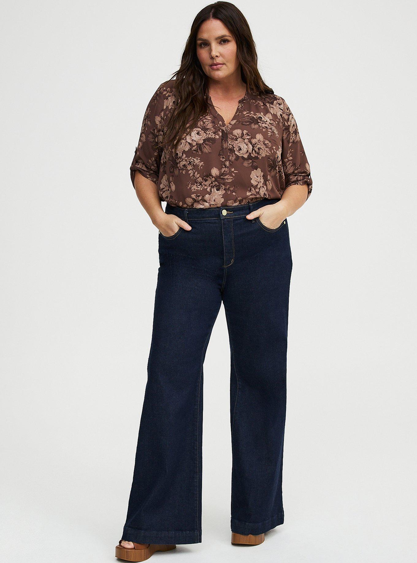 Harper Georgette Straight Hem Blouse, MOUNTAIN ROSES FLORAL BROWN, alternate