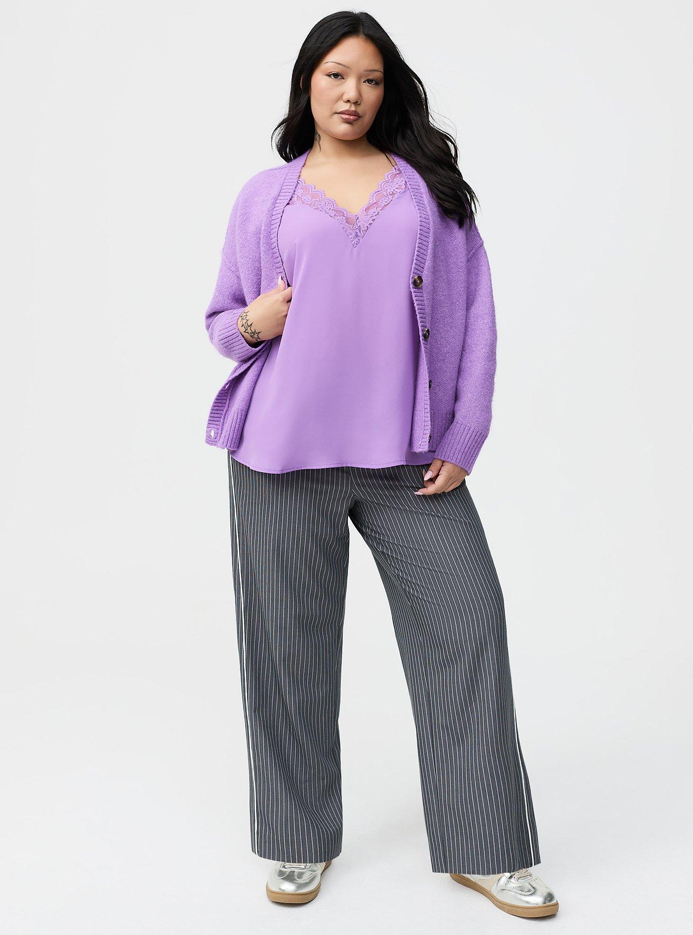 Georgette Lace Detail Cami, HYACINTH, alternate