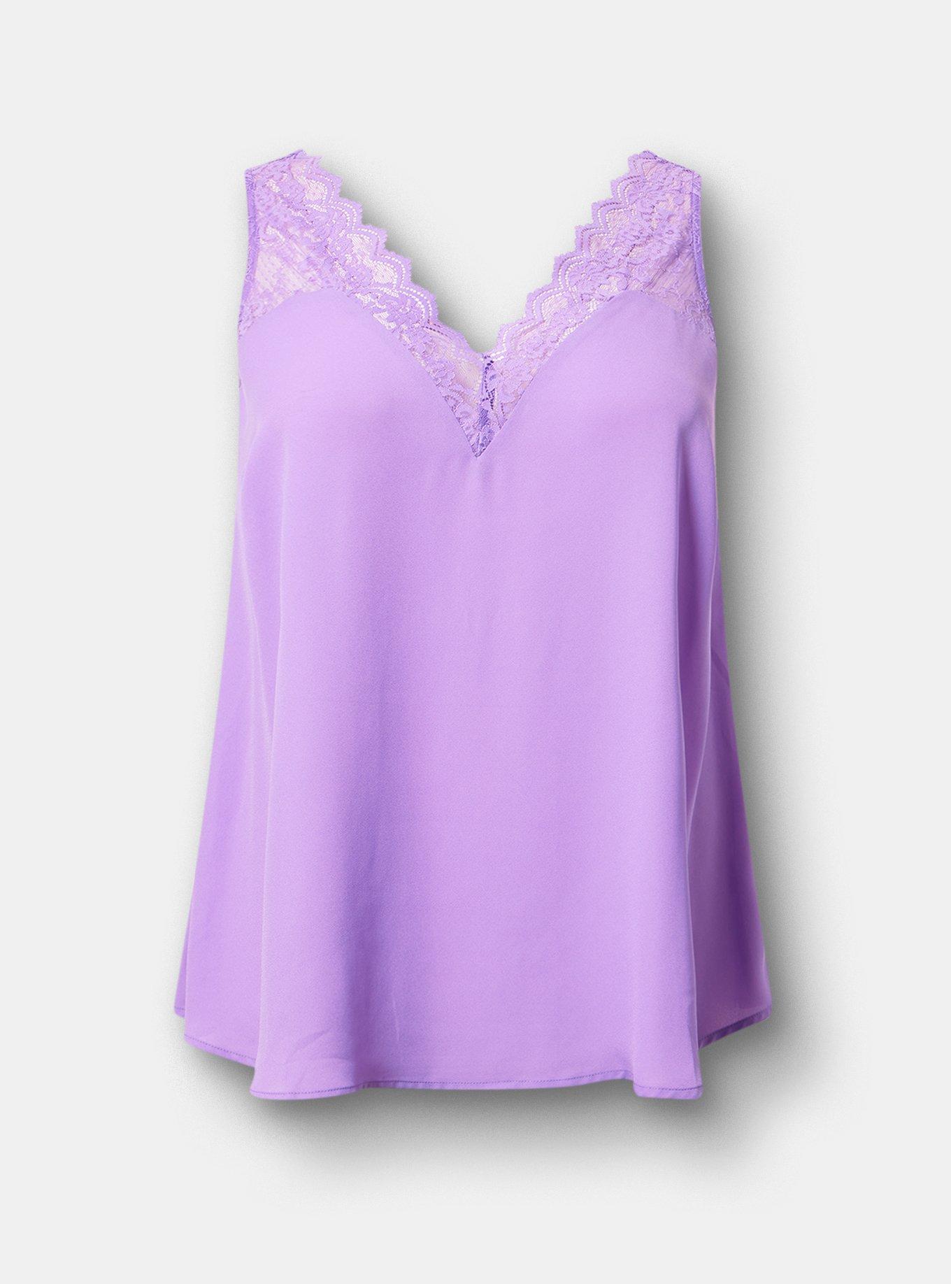 Georgette Lace Detail Cami, HYACINTH, hi-res
