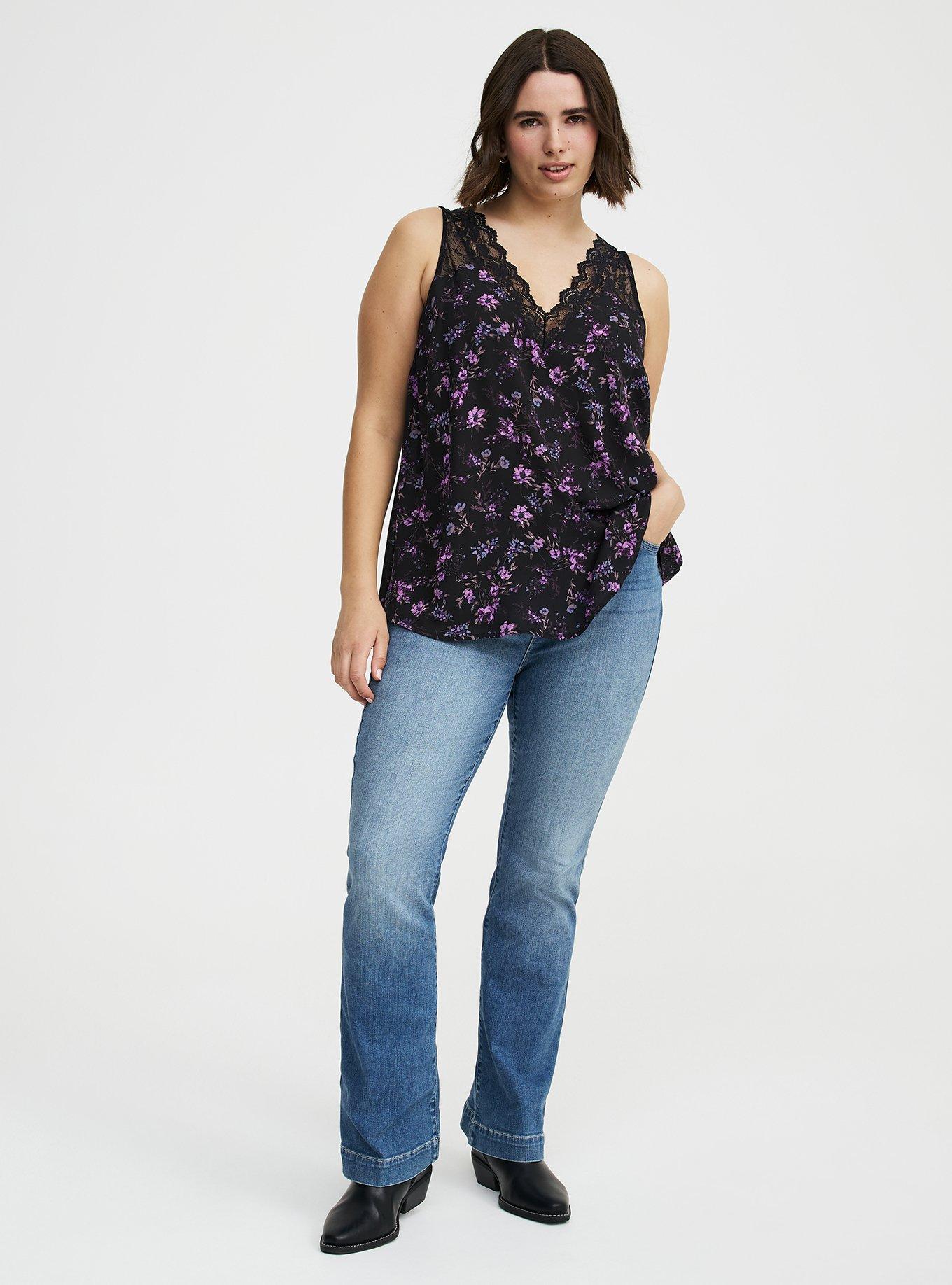 Georgette Lace Detail Cami, NITE GLOW FLORAL BLACK, alternate