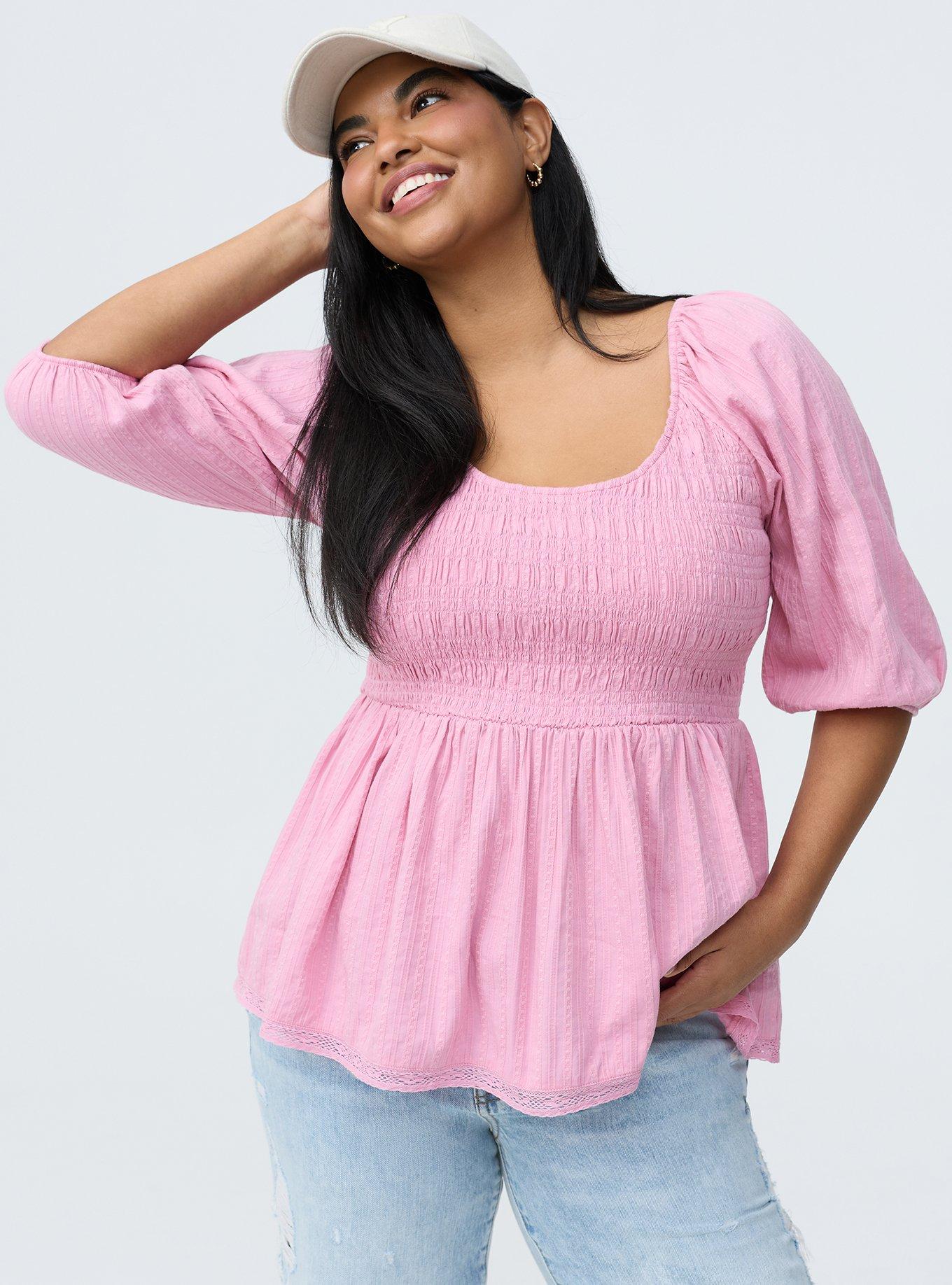 Smocked Babydoll Top, ORCHID SMOKE, hi-res