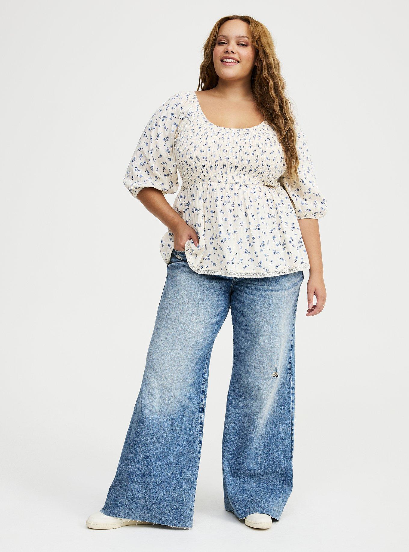 Smocked Babydoll Top, FLO FLORAL IVORY, alternate