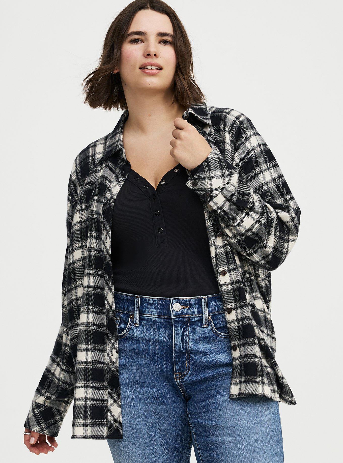Relaxed Cotton Flannel Button Up Shirt