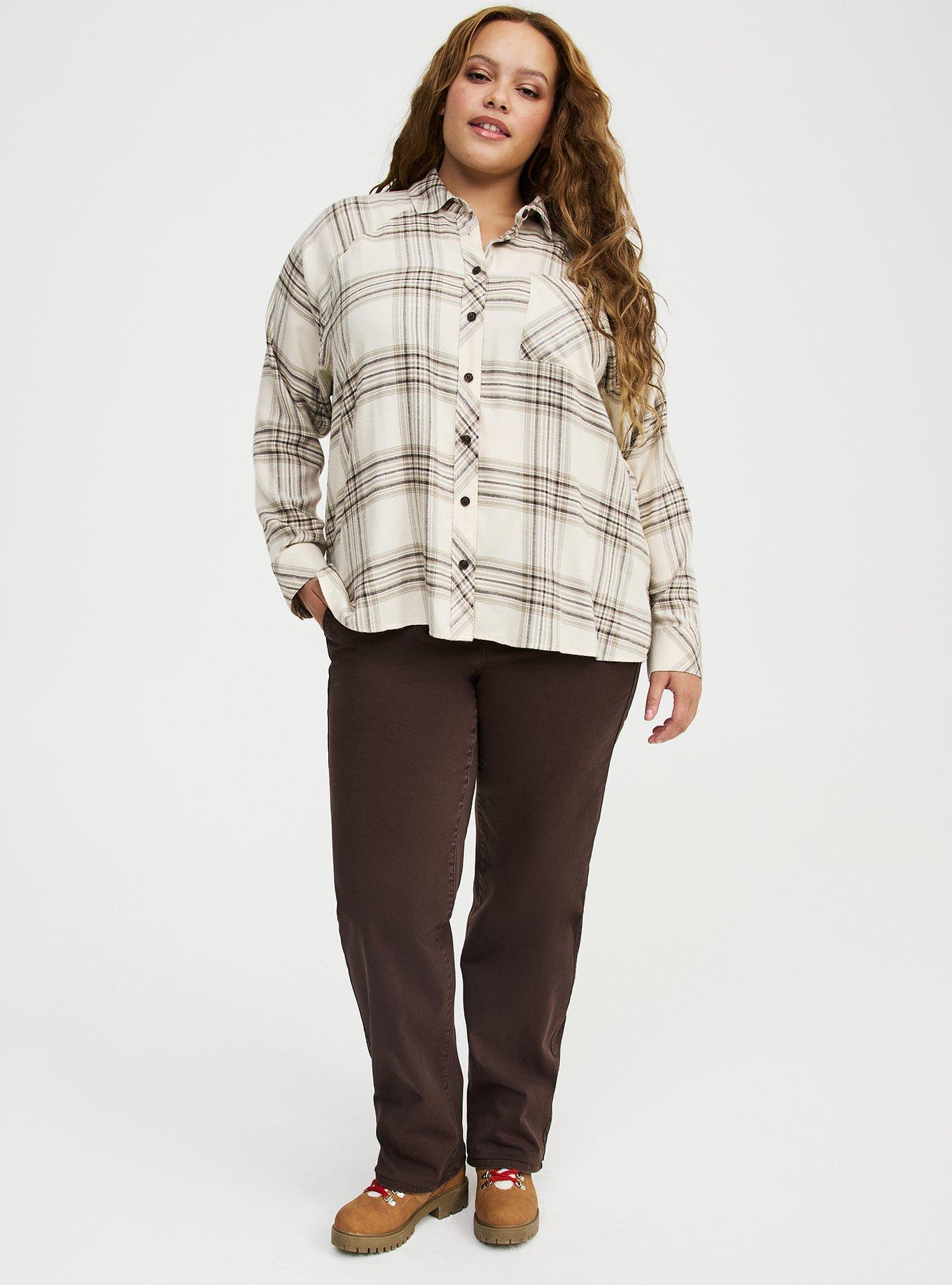 Relaxed Button-Up Shirt, PIA PLAID IVORY, alternate