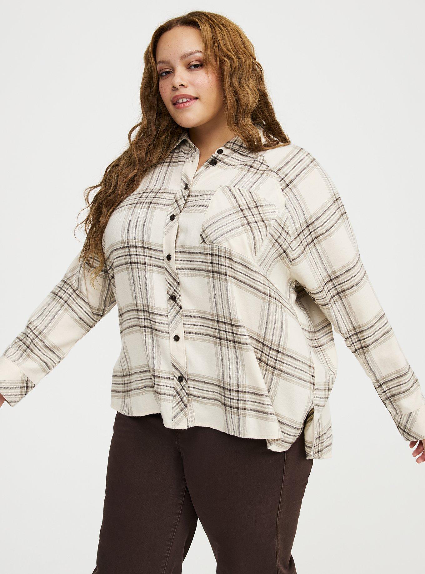 Relaxed Button-Up Shirt, PIA PLAID IVORY, alternate