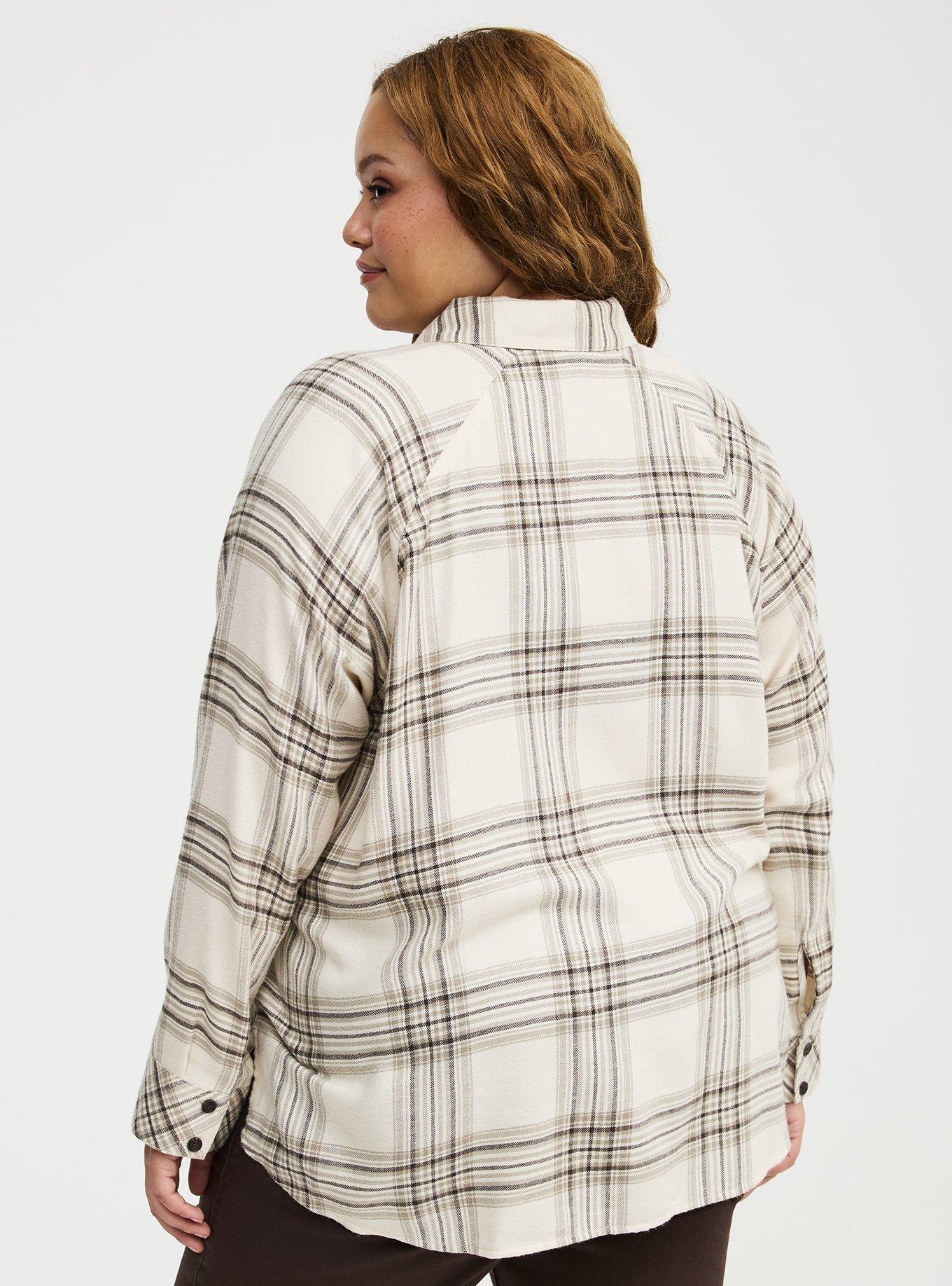 Relaxed Button-Up Shirt, PIA PLAID IVORY, alternate