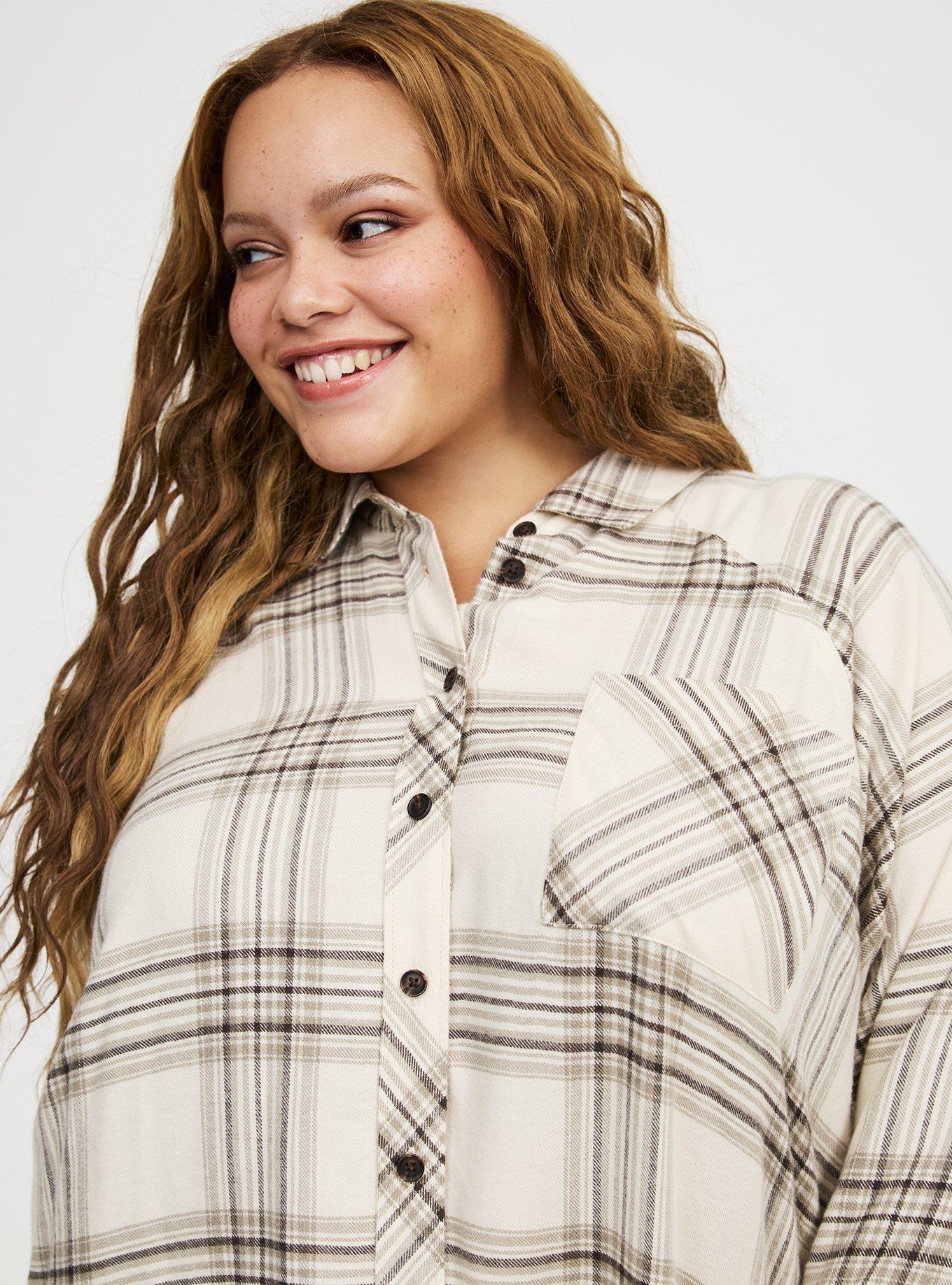 Relaxed Button-Up Shirt, PIA PLAID IVORY, alternate