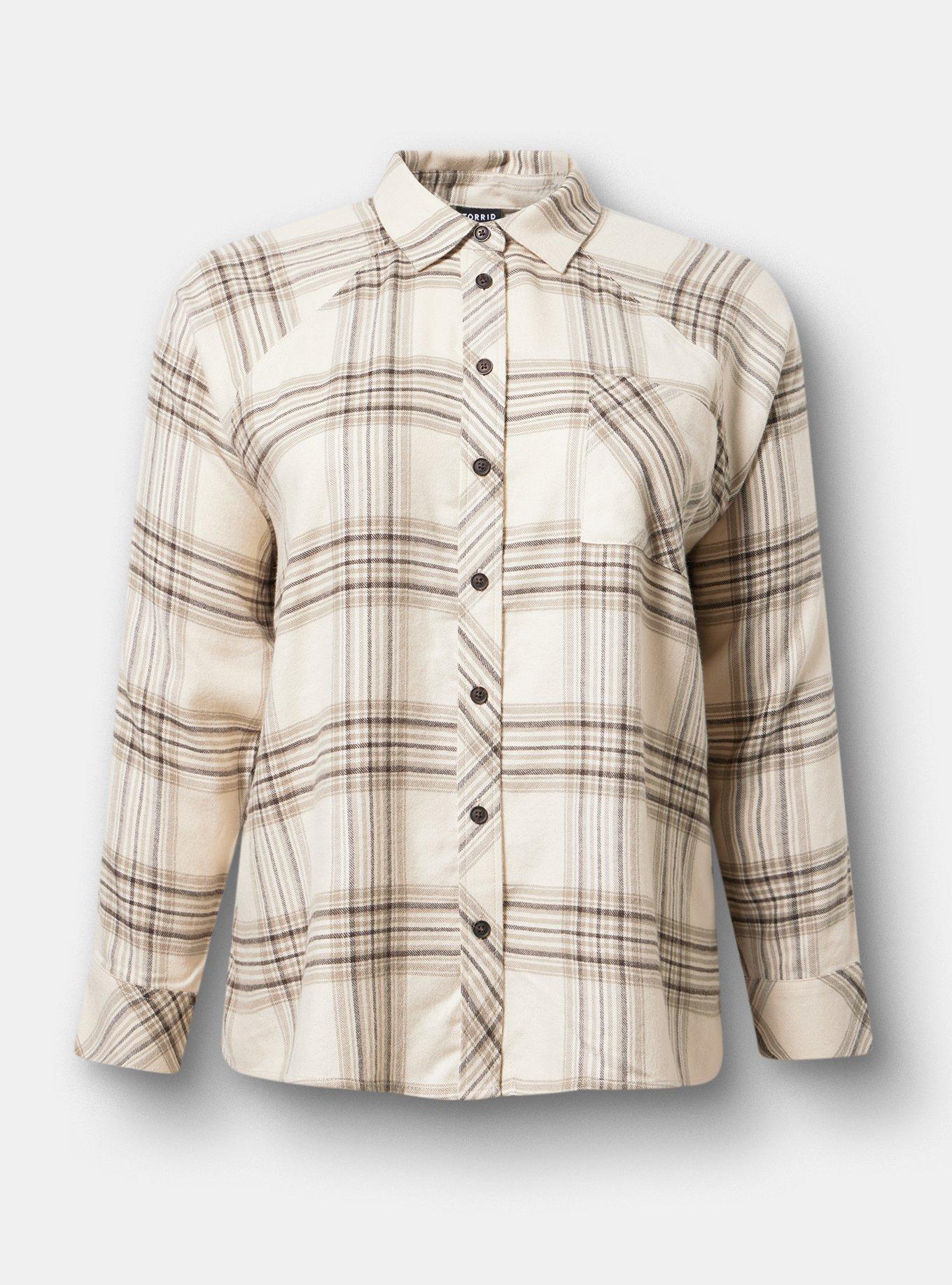 Relaxed Button-Up Shirt, PIA PLAID IVORY, hi-res