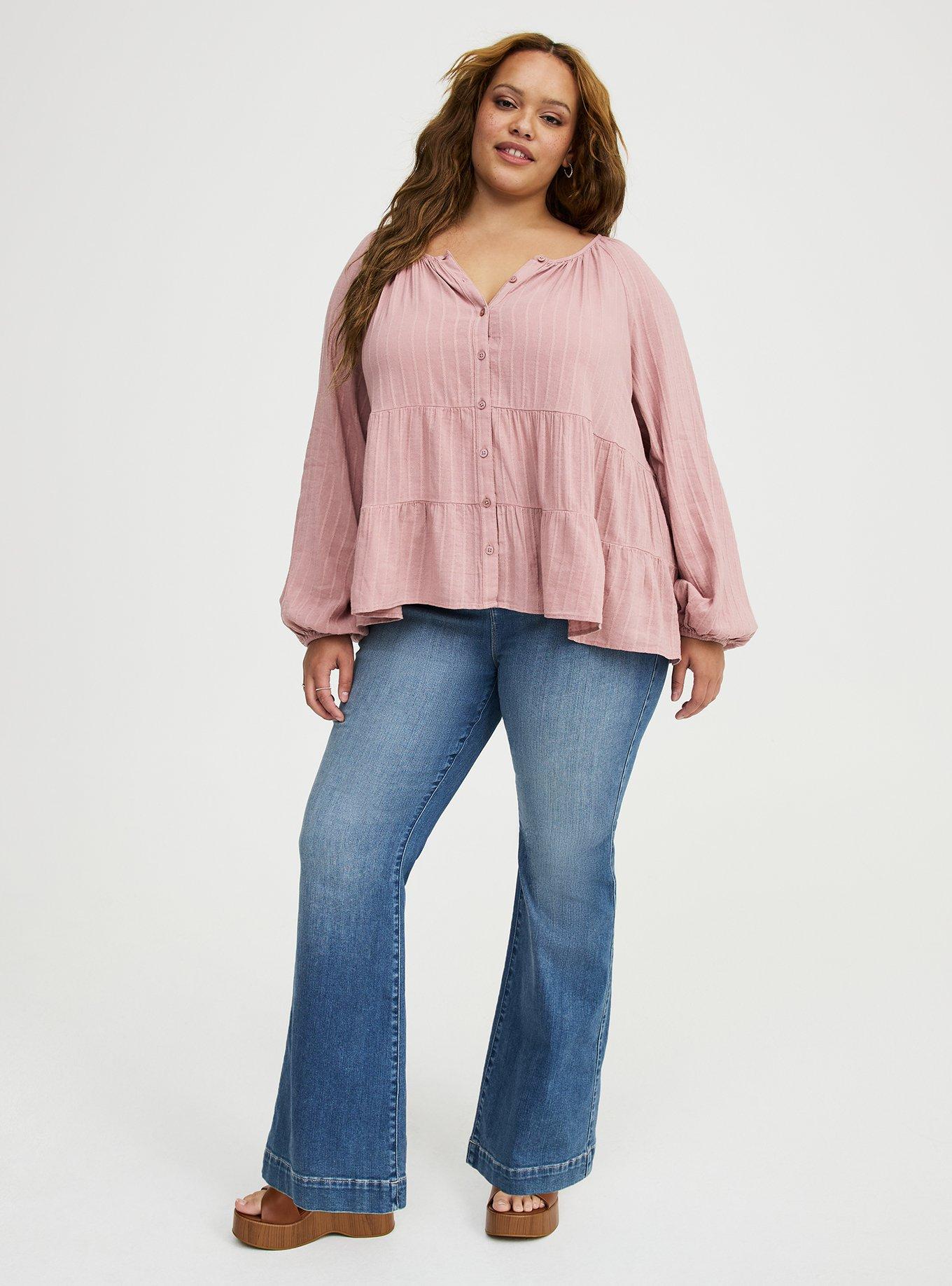 Tiered Button Babydoll Top, WOODROSE, alternate