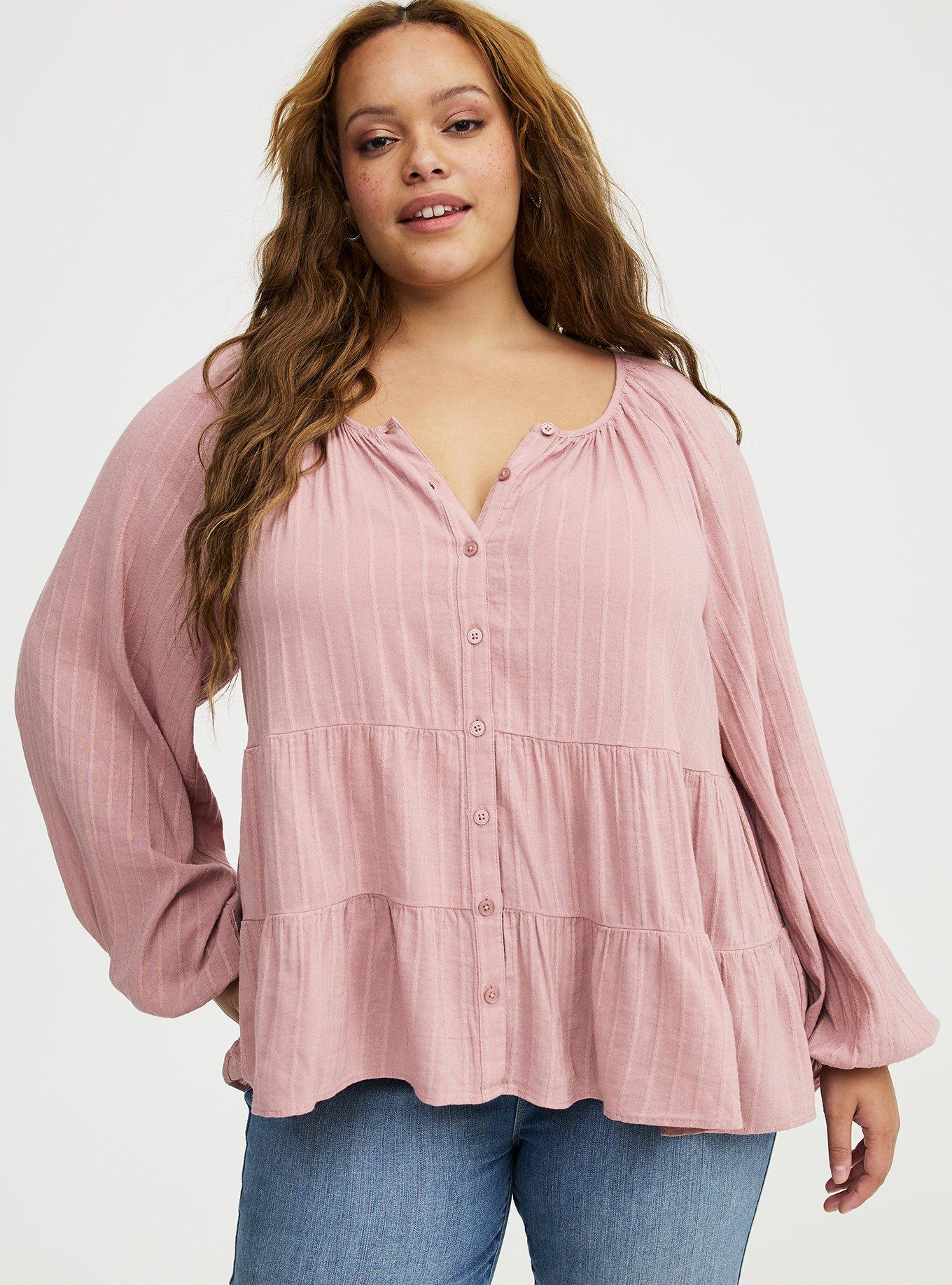 Tiered Button Babydoll Top, WOODROSE, alternate