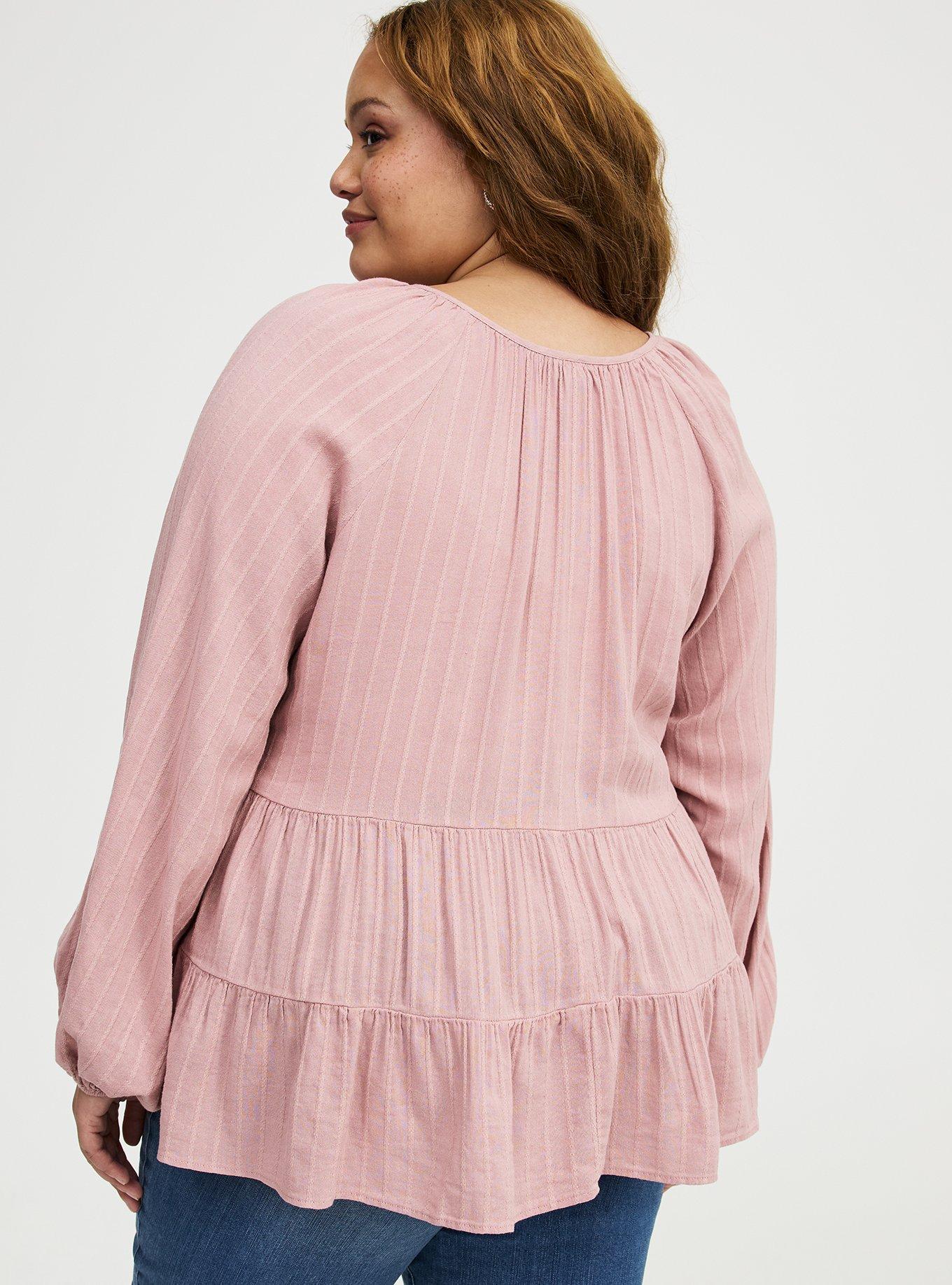 Tiered Button Babydoll Top, WOODROSE, alternate