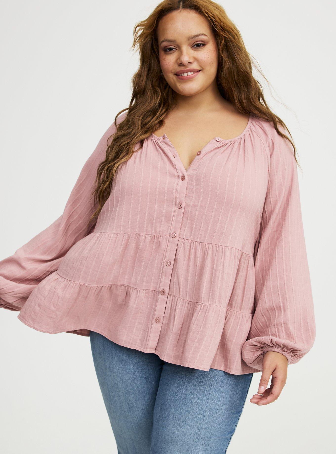 Tiered Button Babydoll Top, WOODROSE, alternate