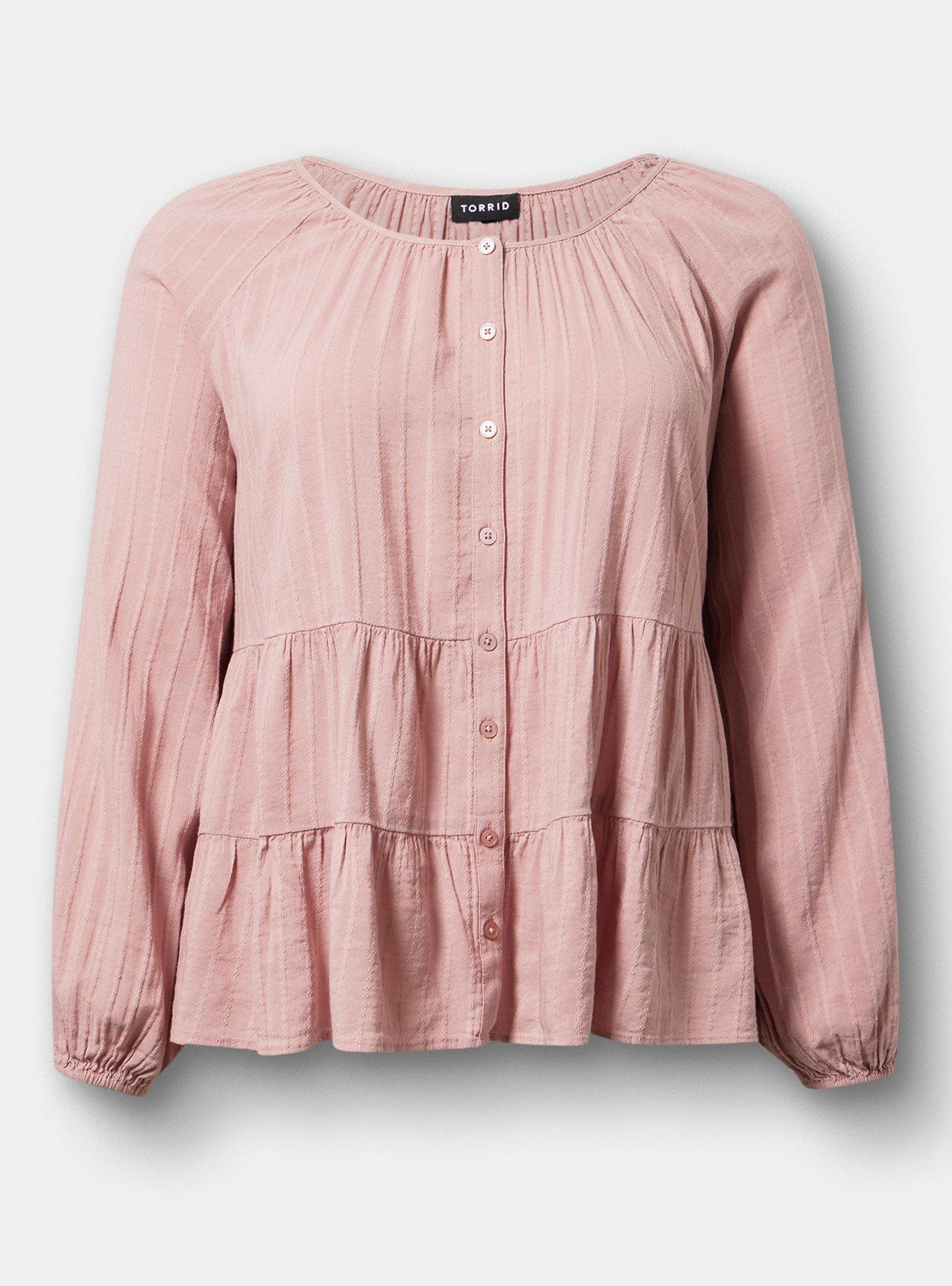 Tiered Button Babydoll Top, WOODROSE, hi-res
