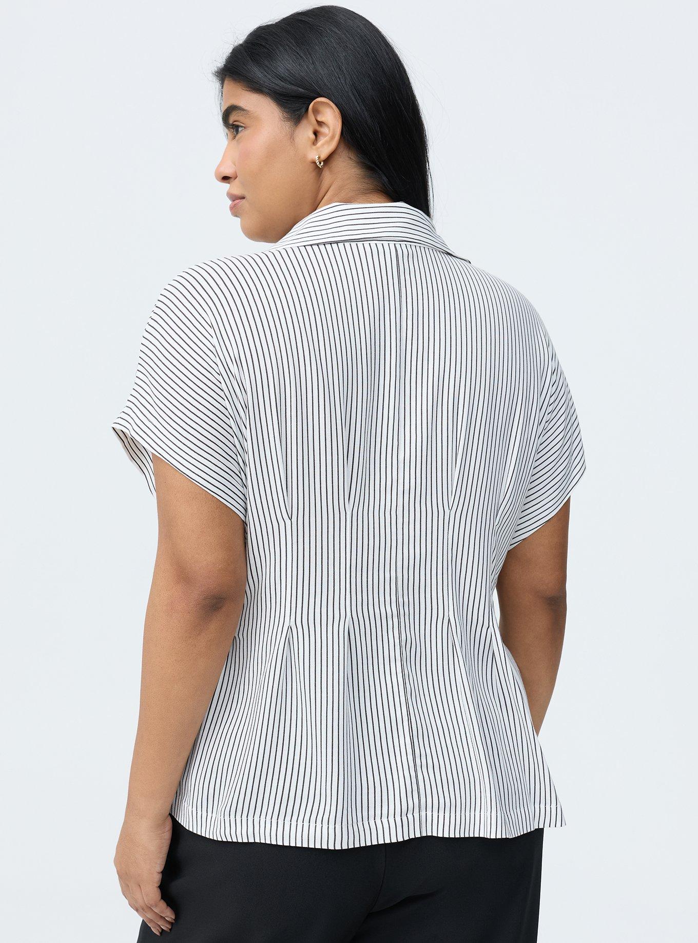 Button-Up Pintuck Shirt, PENCIL PINSTRIPE PHANTOM, alternate