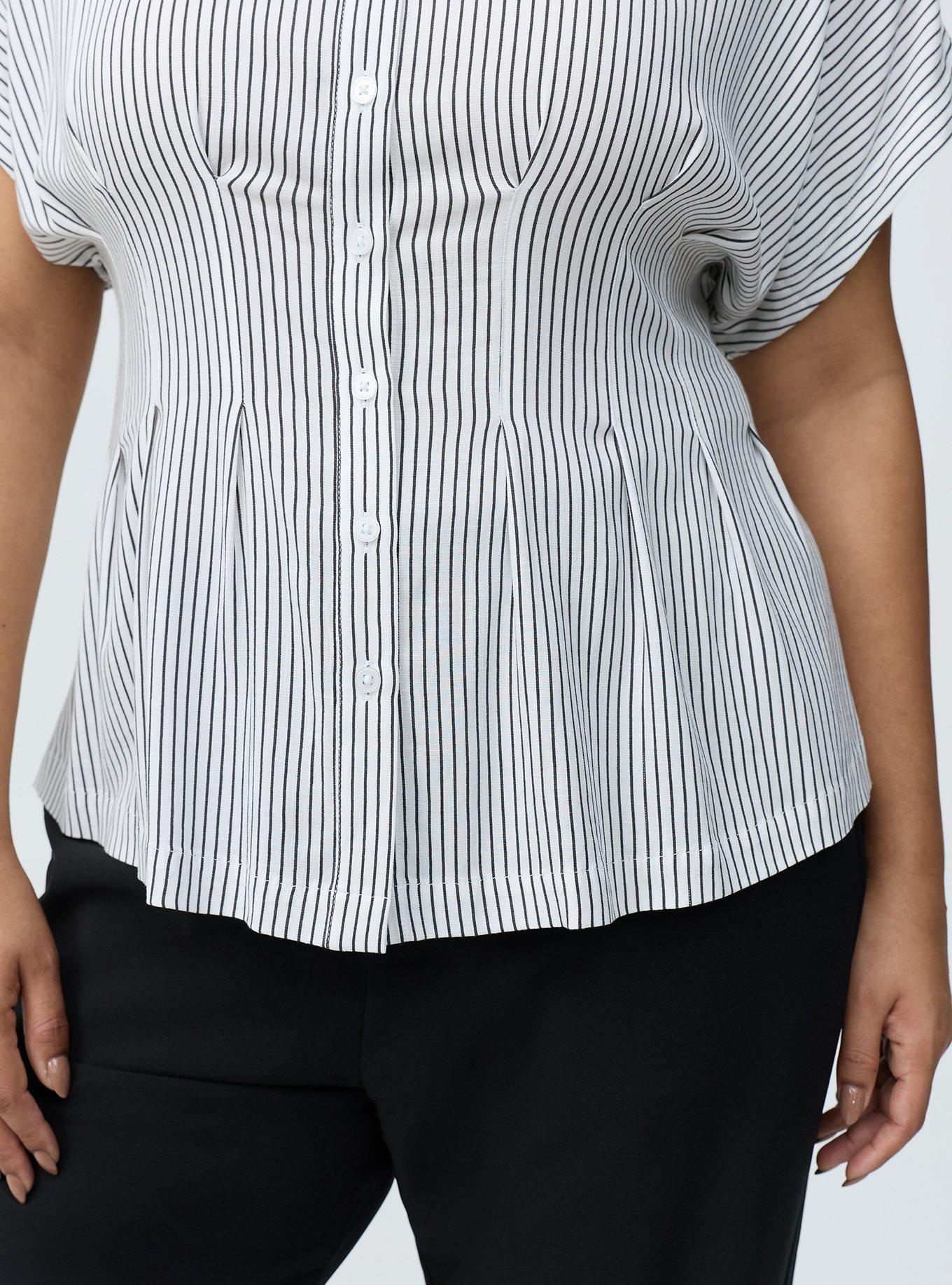Button-Up Pintuck Shirt, PENCIL PINSTRIPE PHANTOM, alternate