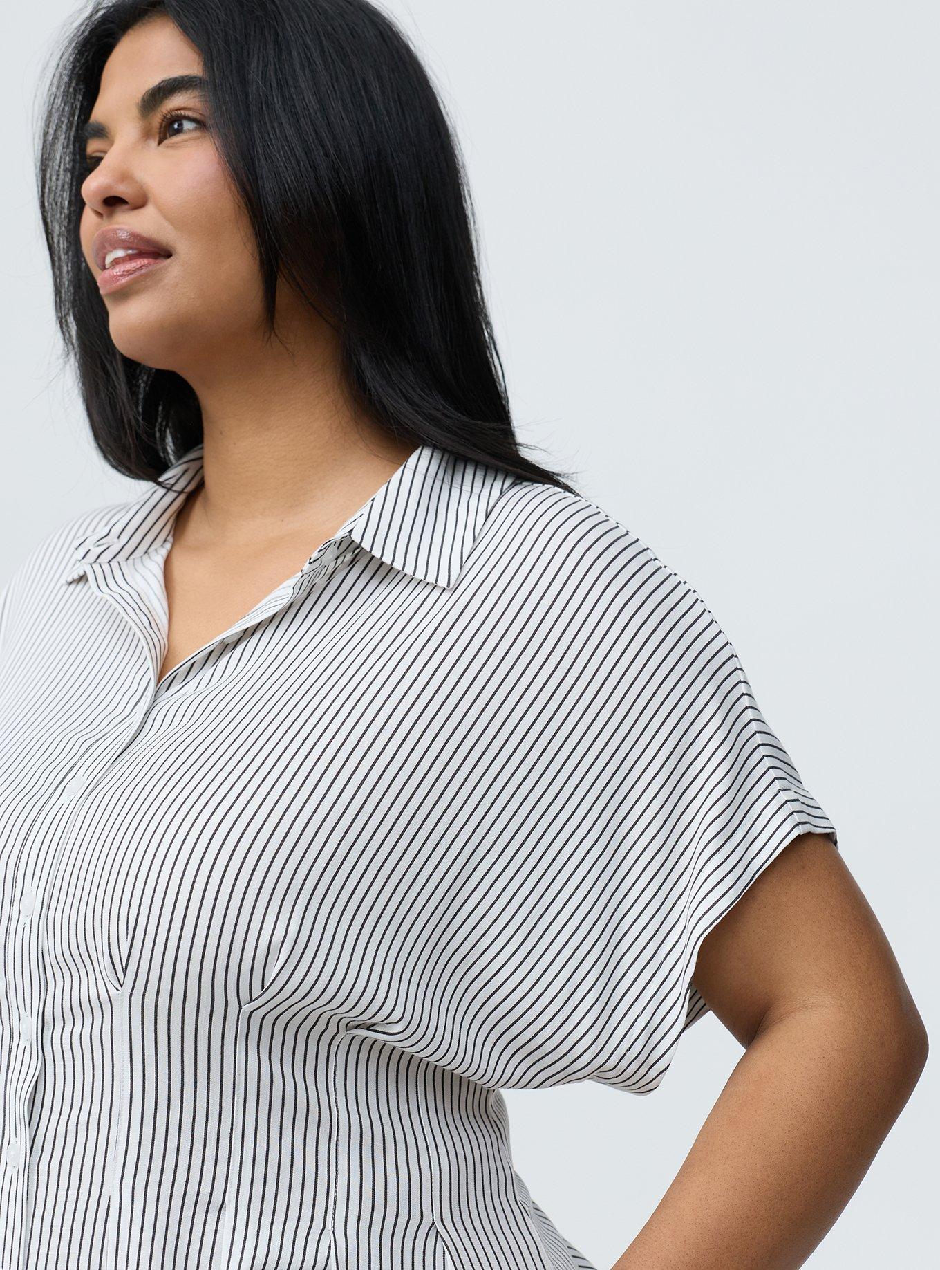 Button-Up Pintuck Shirt, PENCIL PINSTRIPE PHANTOM, alternate