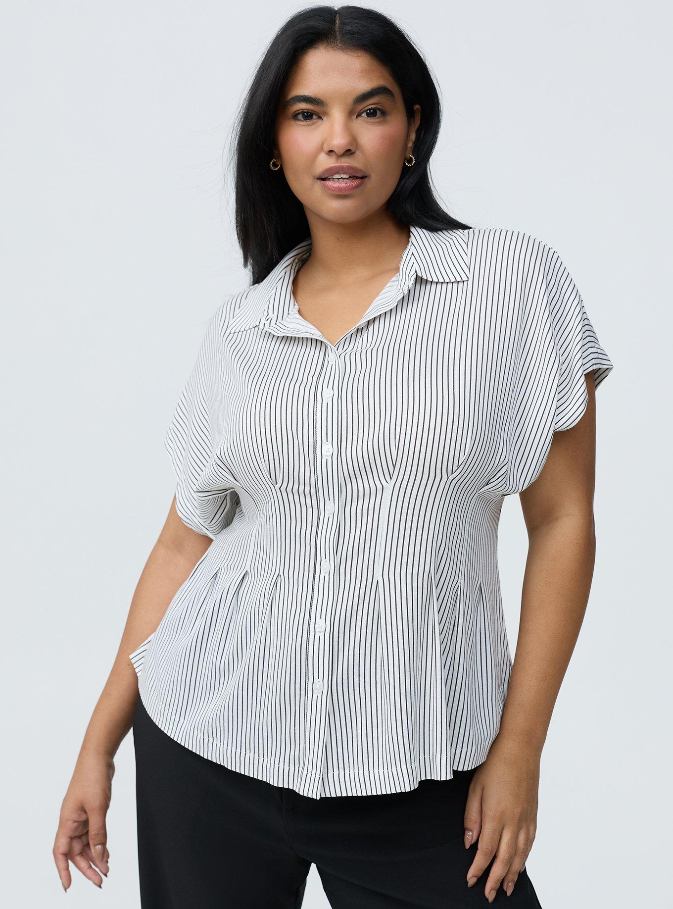 Button-Up Pintuck Shirt, PENCIL PINSTRIPE PHANTOM, hi-res
