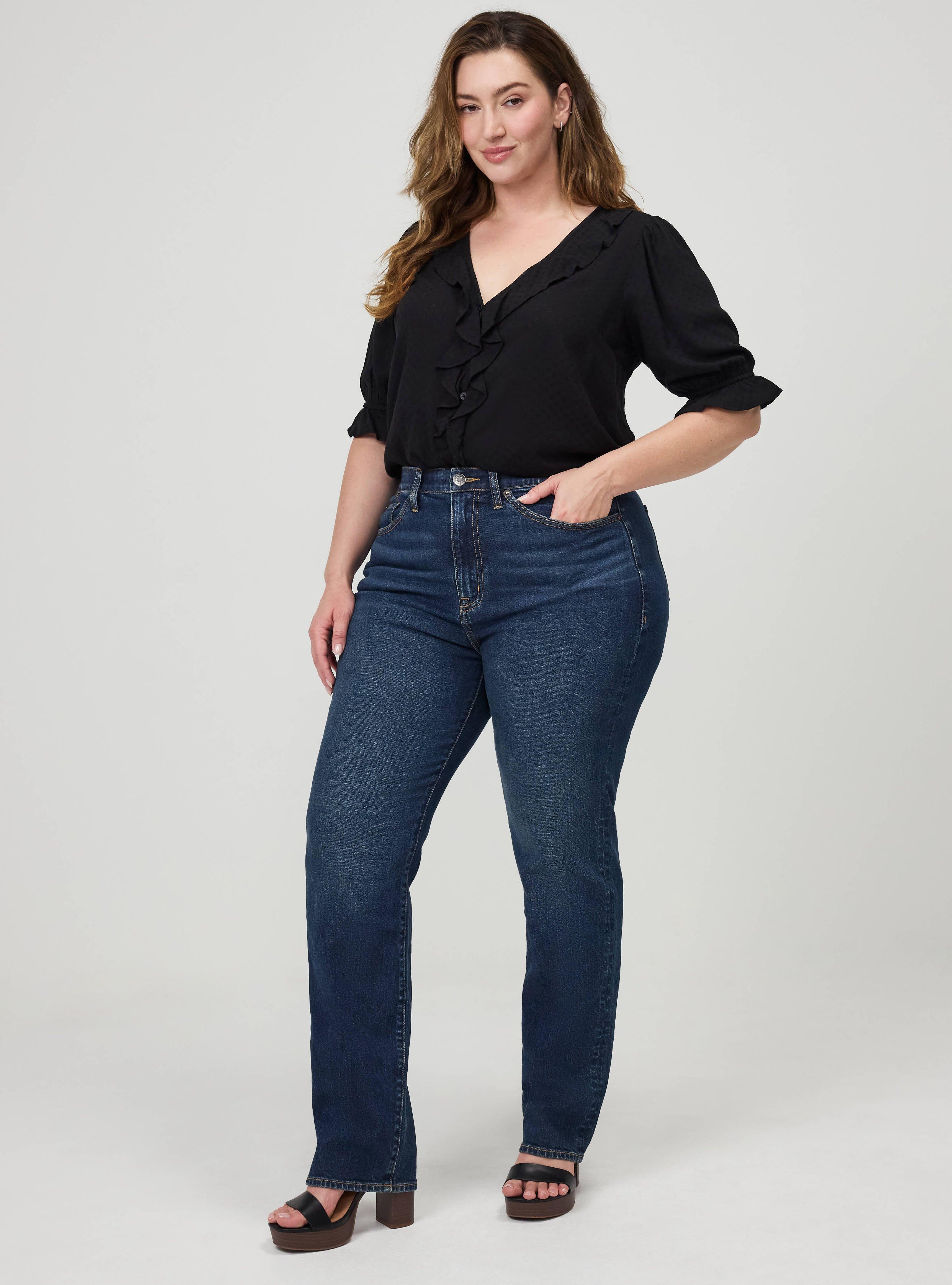 Ruffle Trim Blouse, DEEP BLACK, alternate