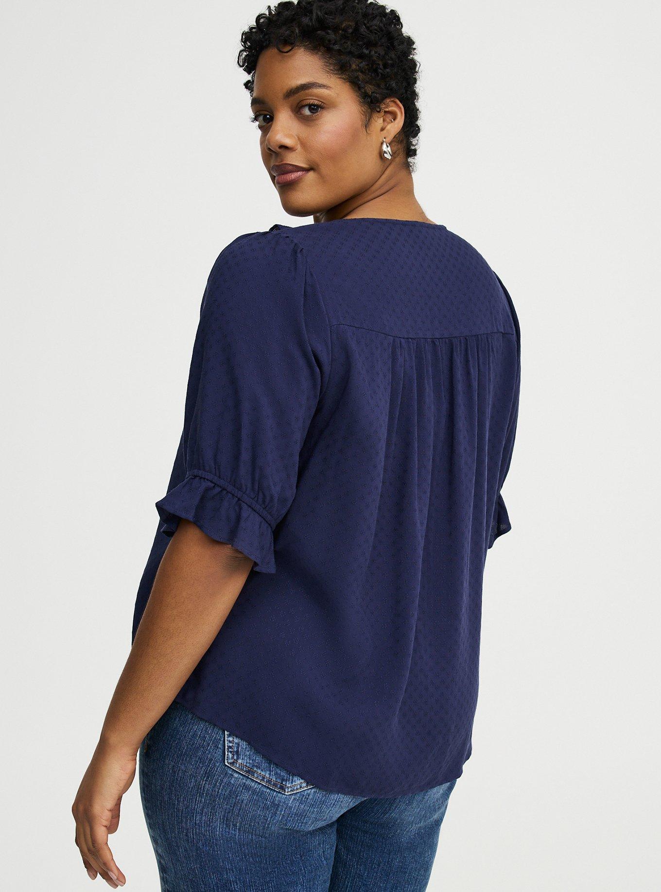 Ruffle Trim Blouse, PEACOAT, alternate