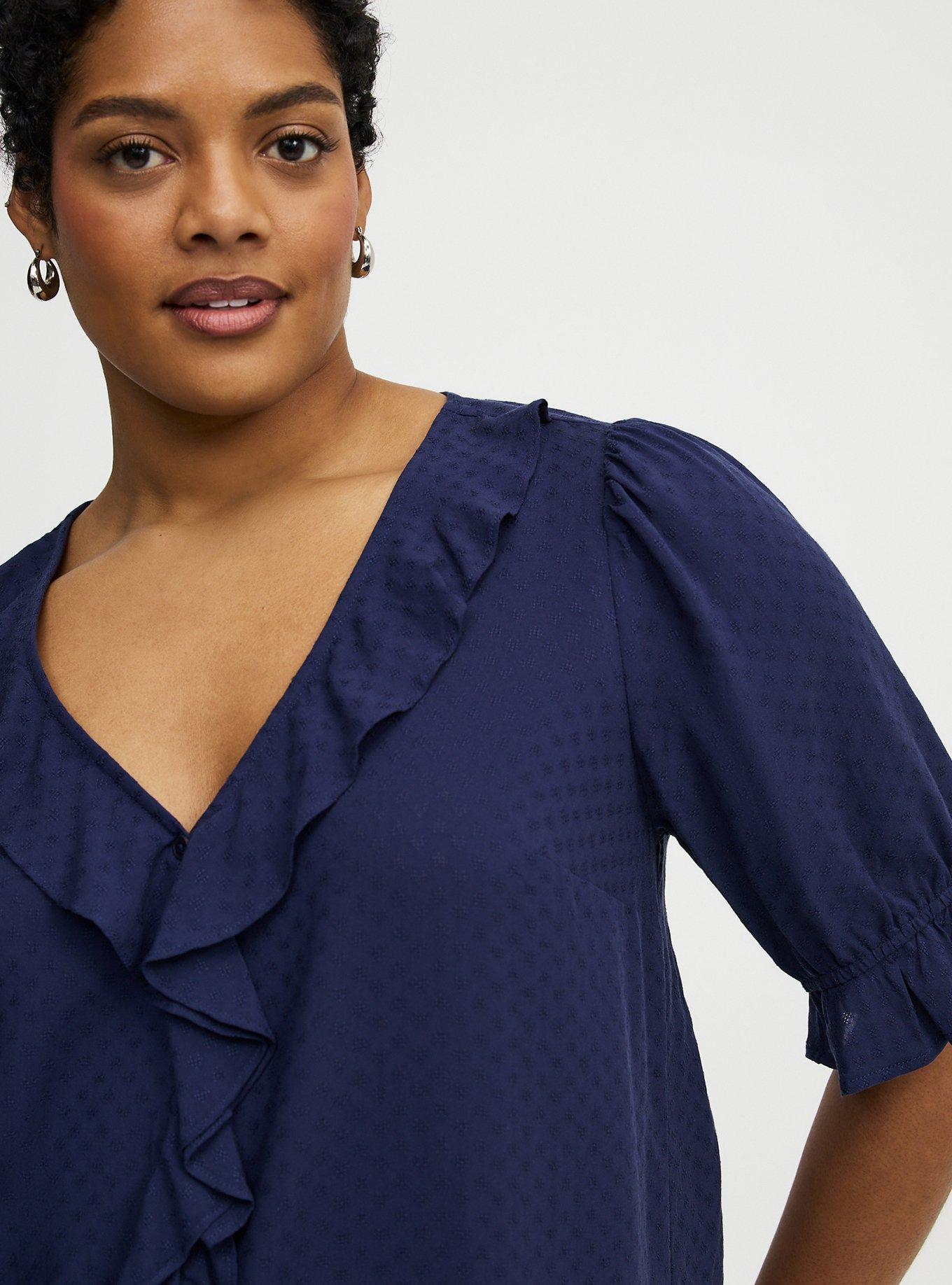 Ruffle Trim Blouse, PEACOAT, alternate