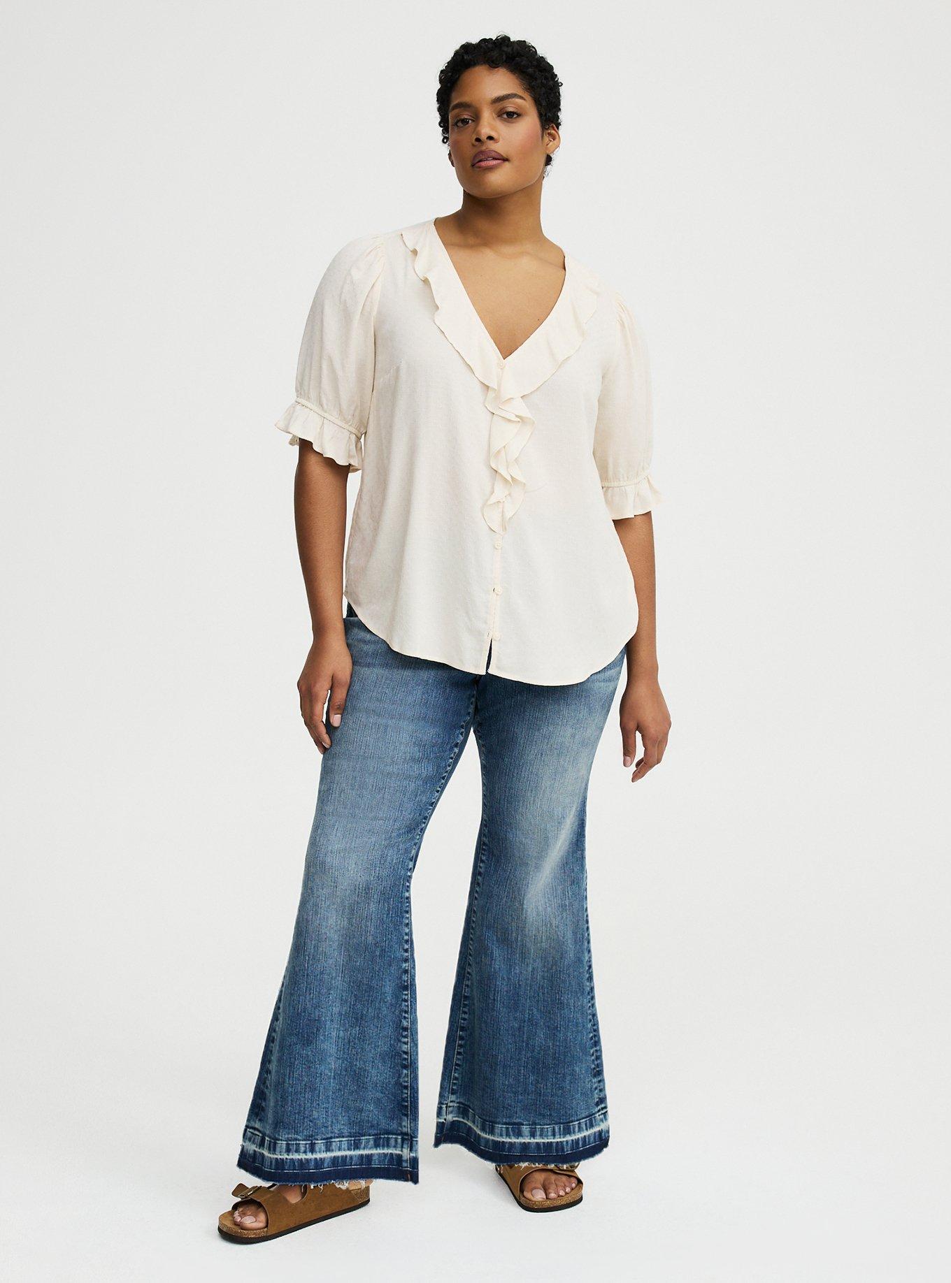 Ruffle Trim Blouse, WHITE SWAN, alternate