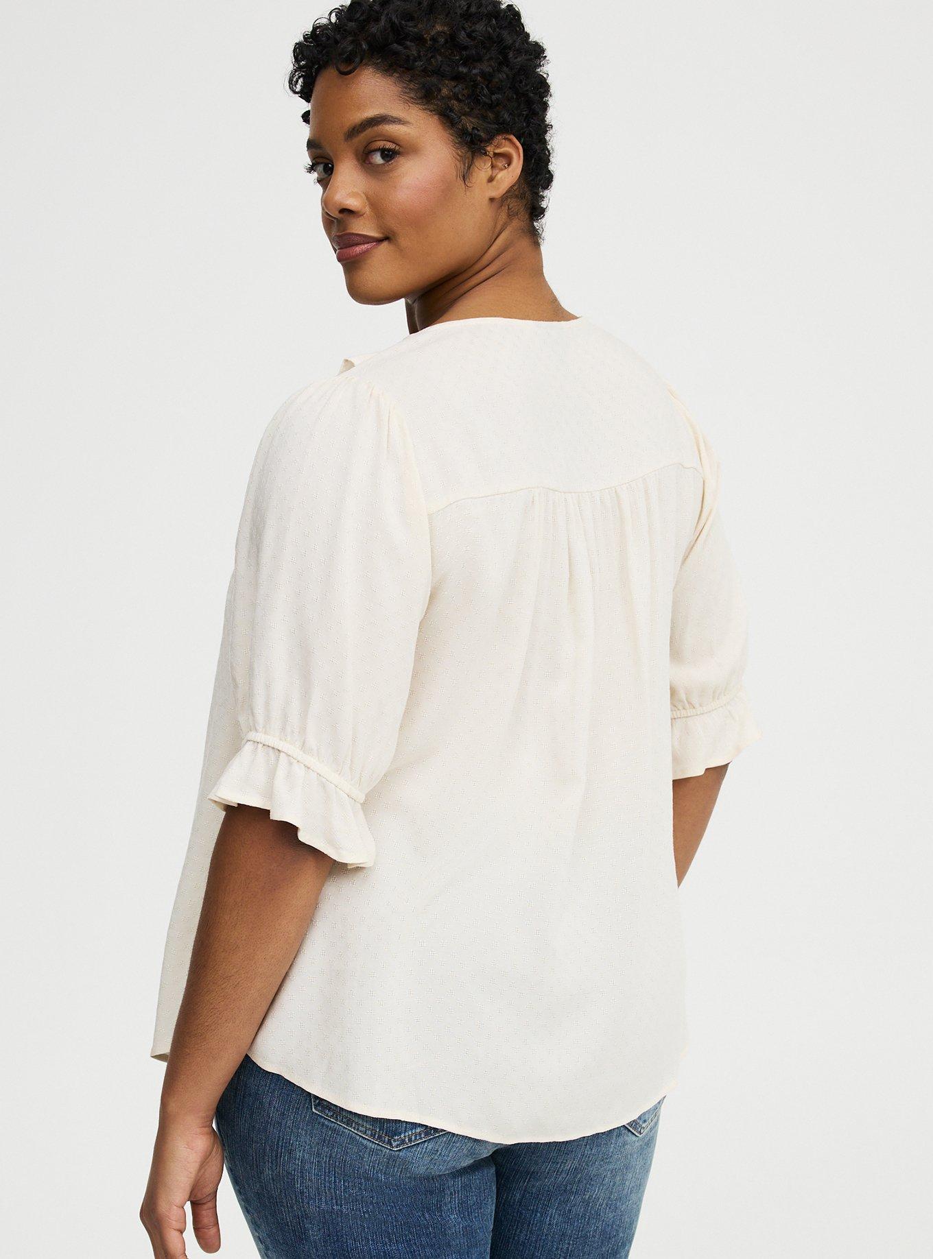 Ruffle Trim Blouse, WHITE SWAN, alternate