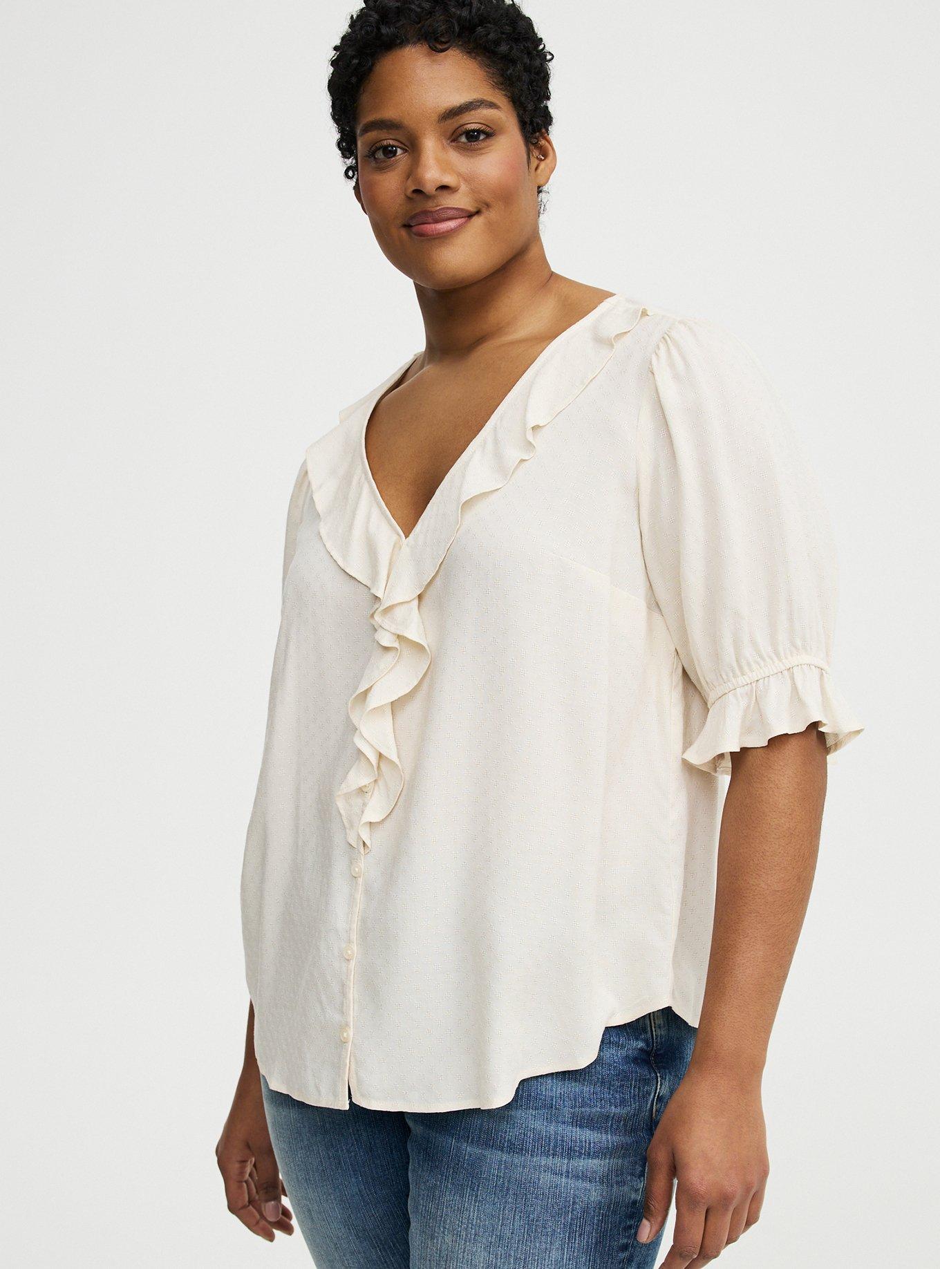 Ruffle Trim Blouse, WHITE SWAN, alternate