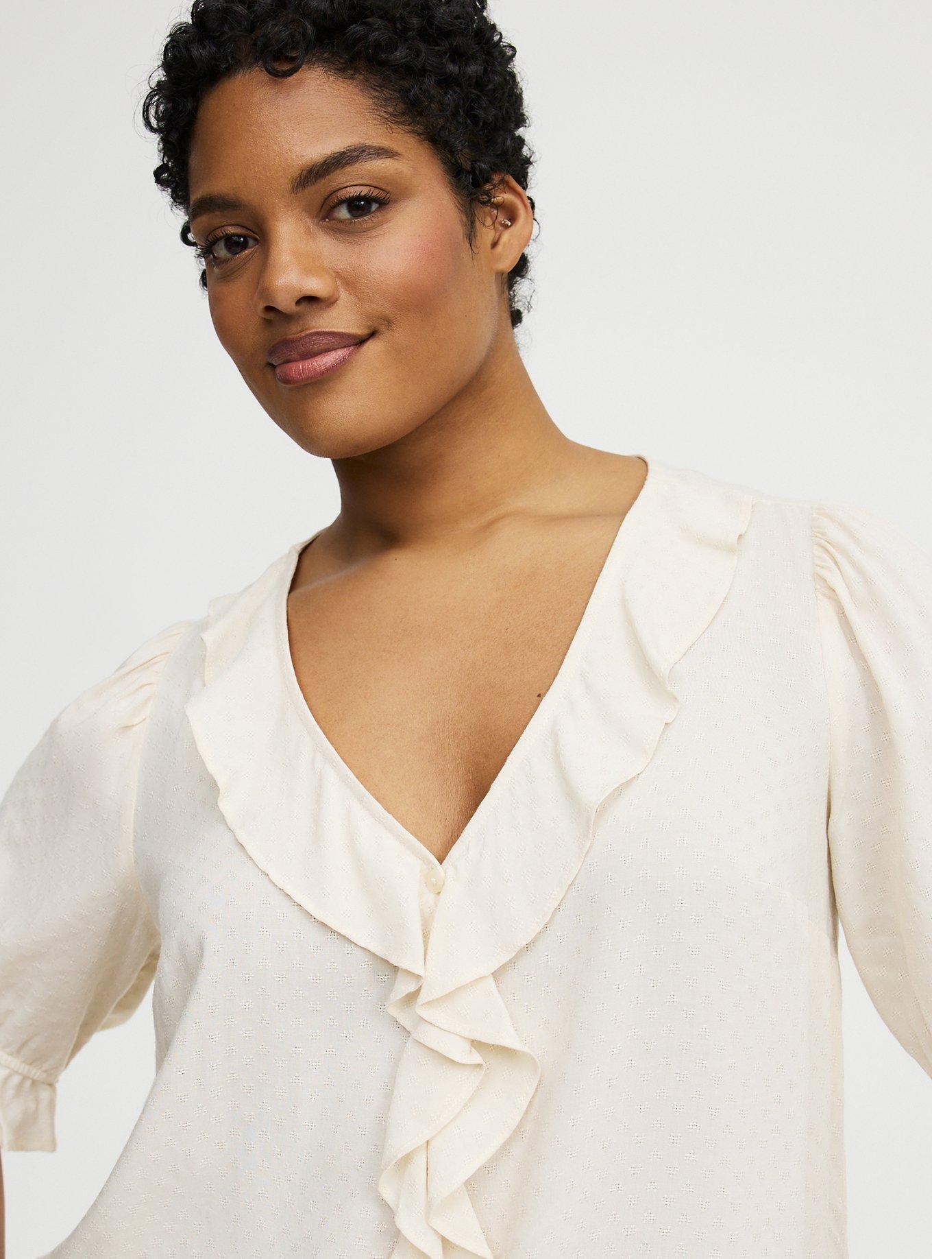 Ruffle Trim Blouse, WHITE SWAN, alternate