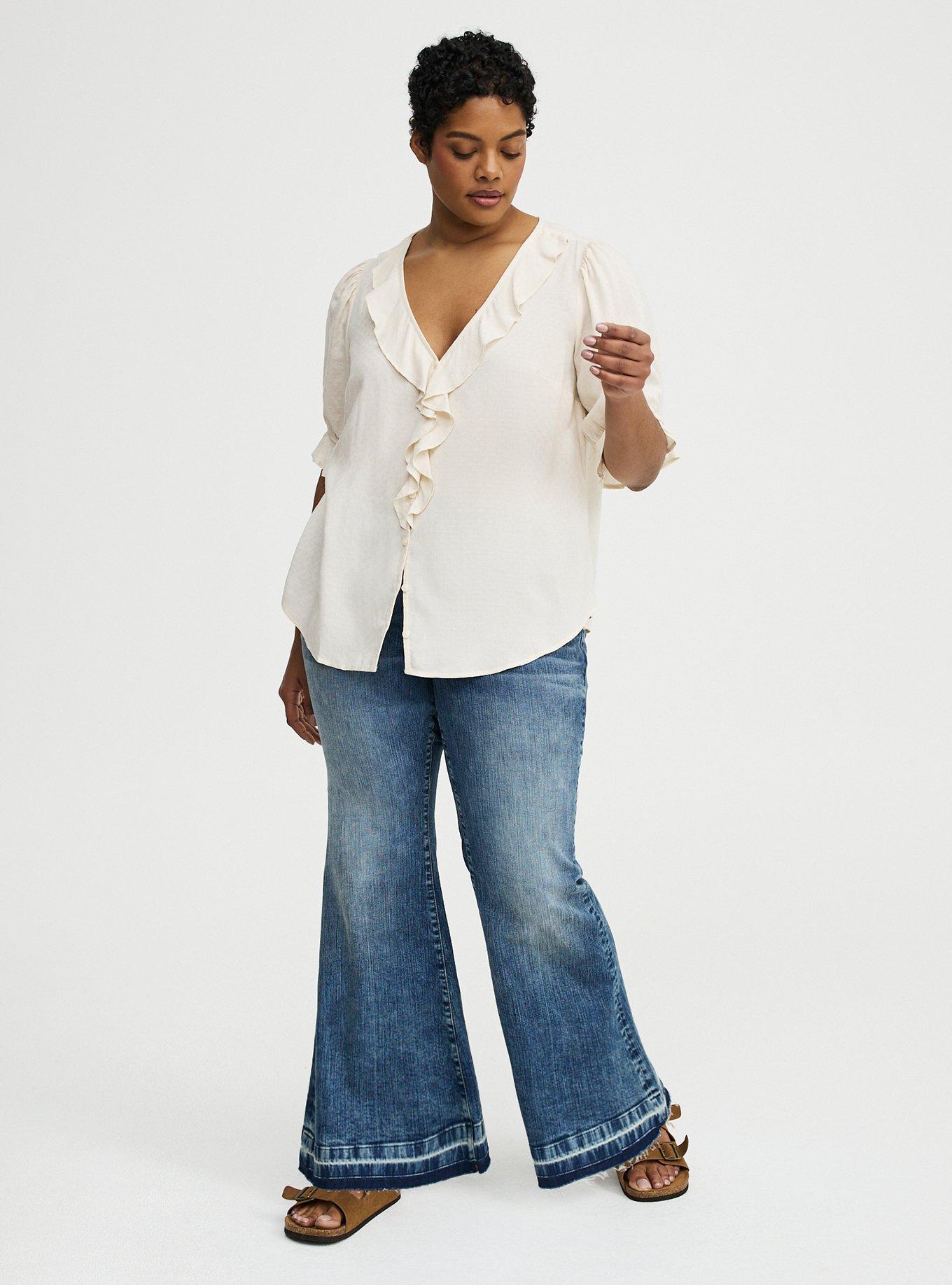 Ruffle Trim Blouse, WHITE SWAN, alternate