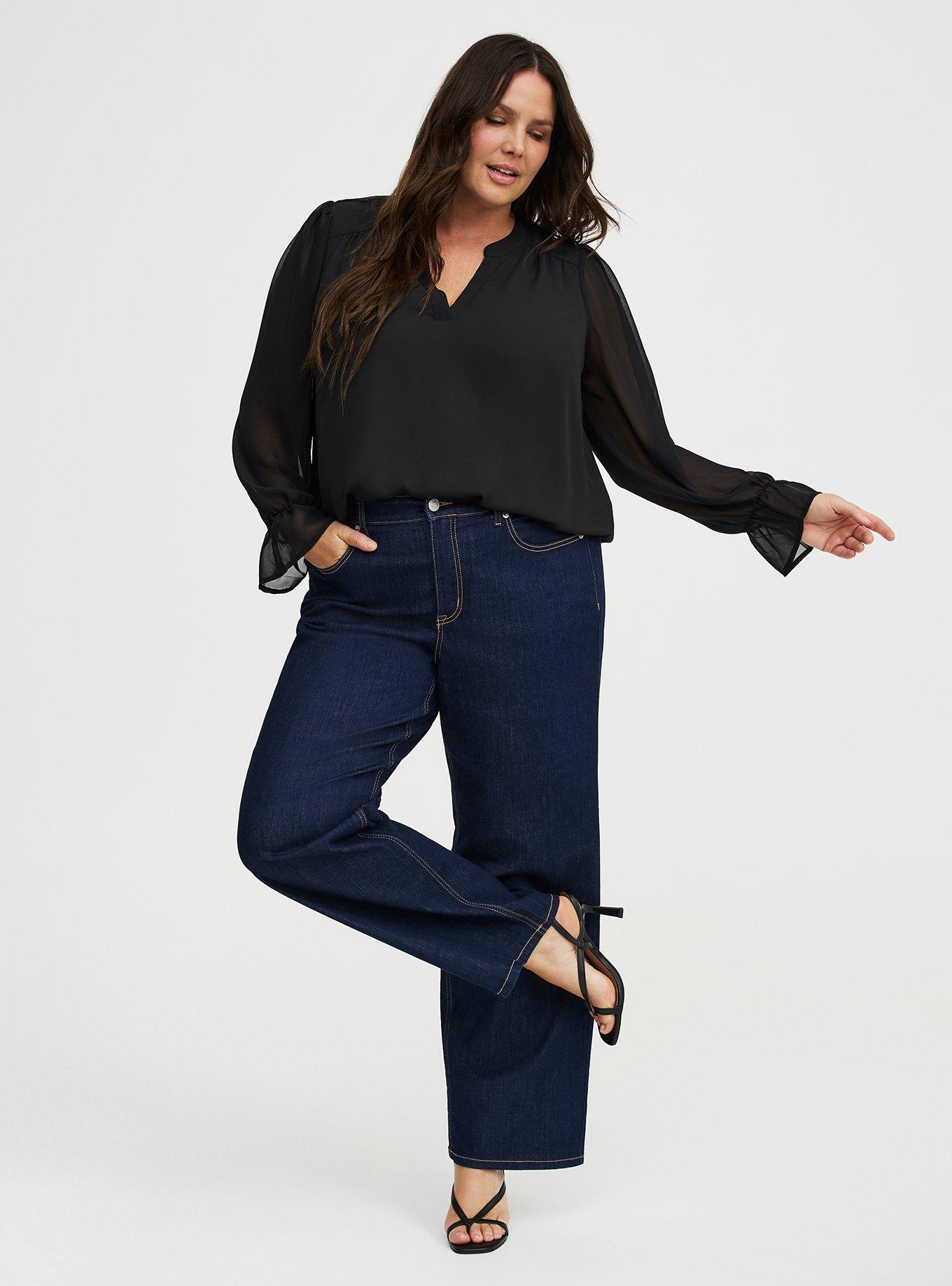 Harper Chiffon Sleeve Top, DEEP BLACK, alternate