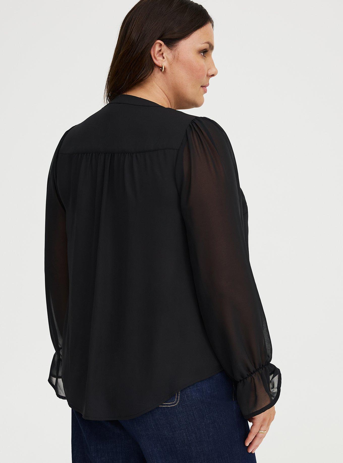 Harper Chiffon Sleeve Top, DEEP BLACK, alternate