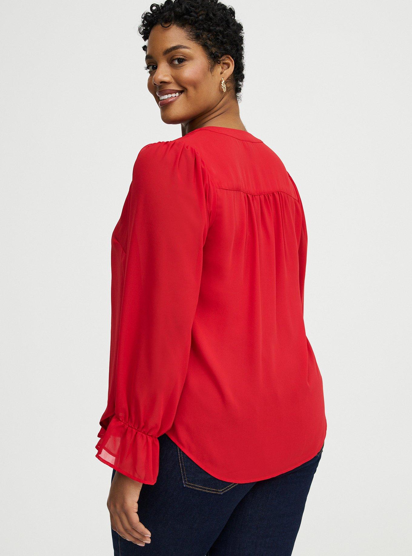 Harper Chiffon Sleeve Top, URBAN RED, alternate