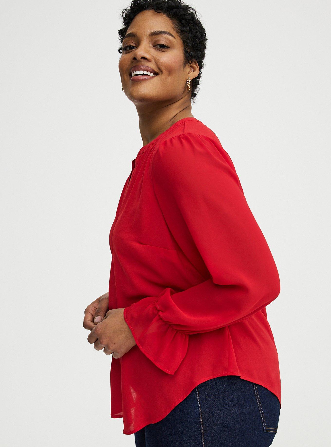 Harper Chiffon Sleeve Top, URBAN RED, alternate