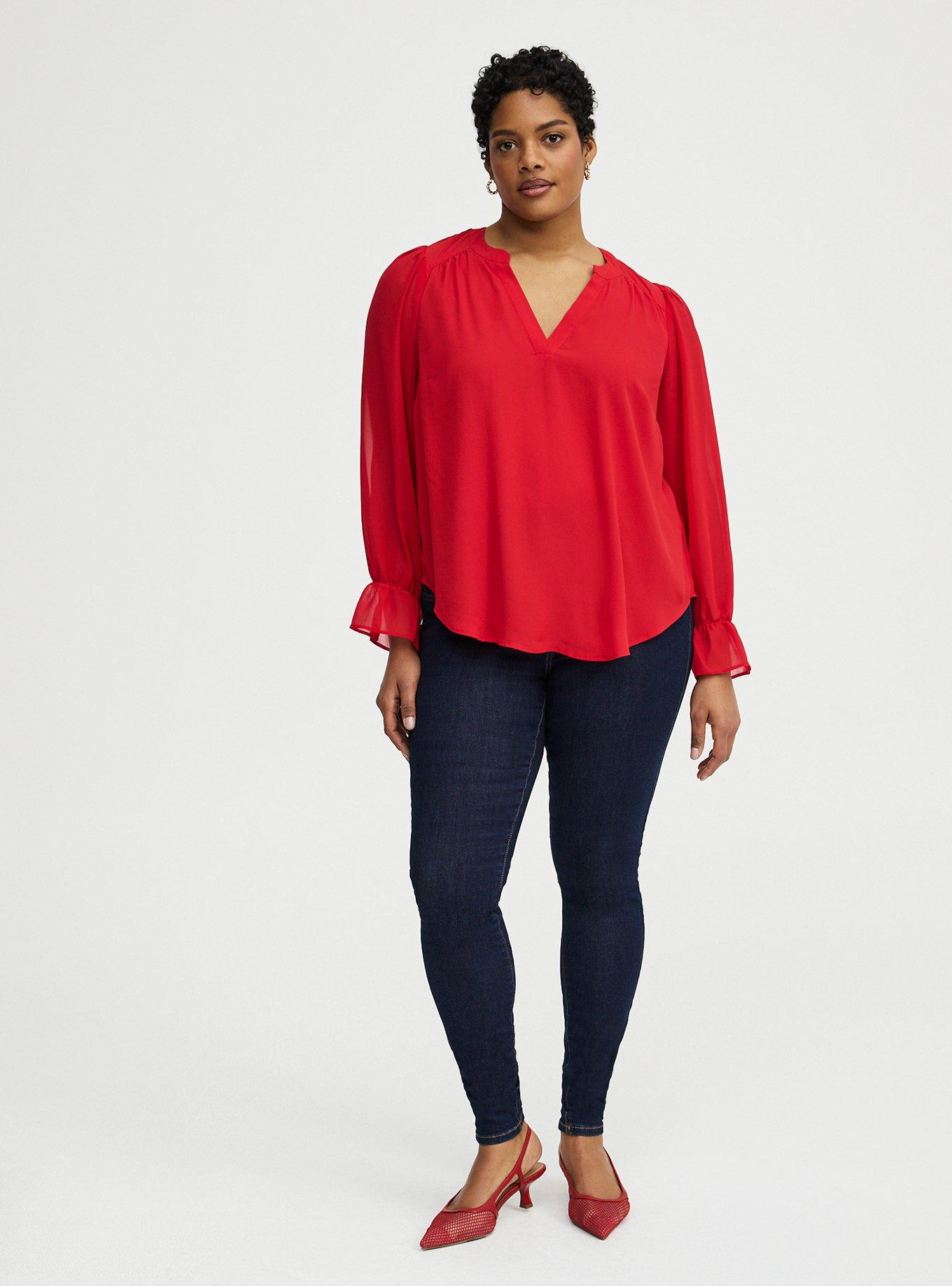 Harper Chiffon Sleeve Top, URBAN RED, alternate