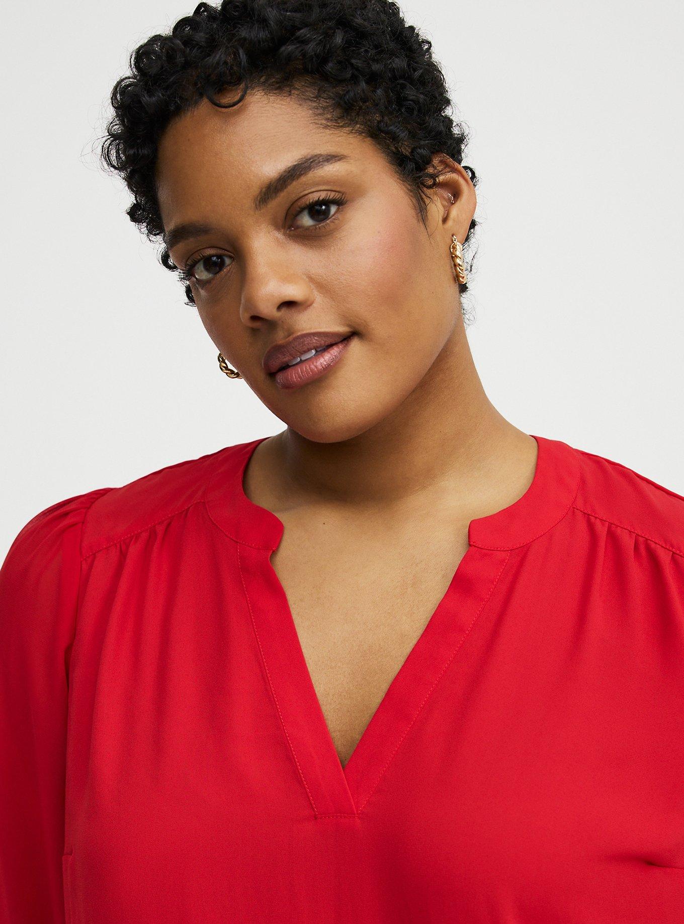 Harper Chiffon Sleeve Top, URBAN RED, alternate