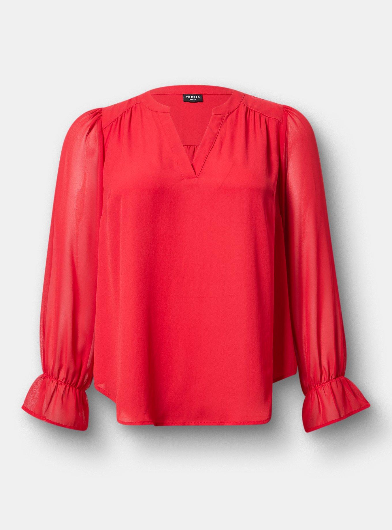 Harper Chiffon Sleeve Top, URBAN RED, hi-res