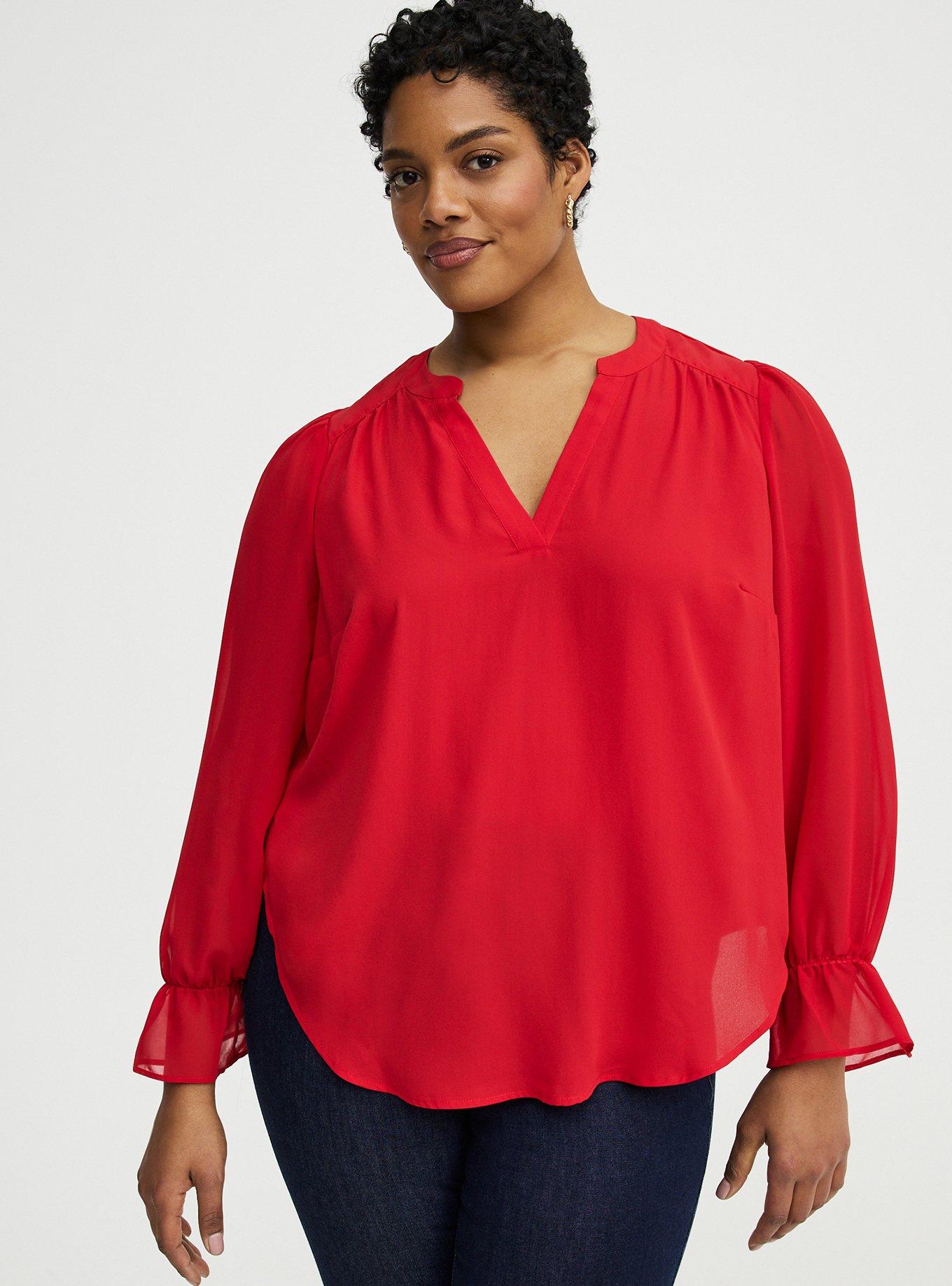 Harper Chiffon Sleeve Top, URBAN RED, hi-res