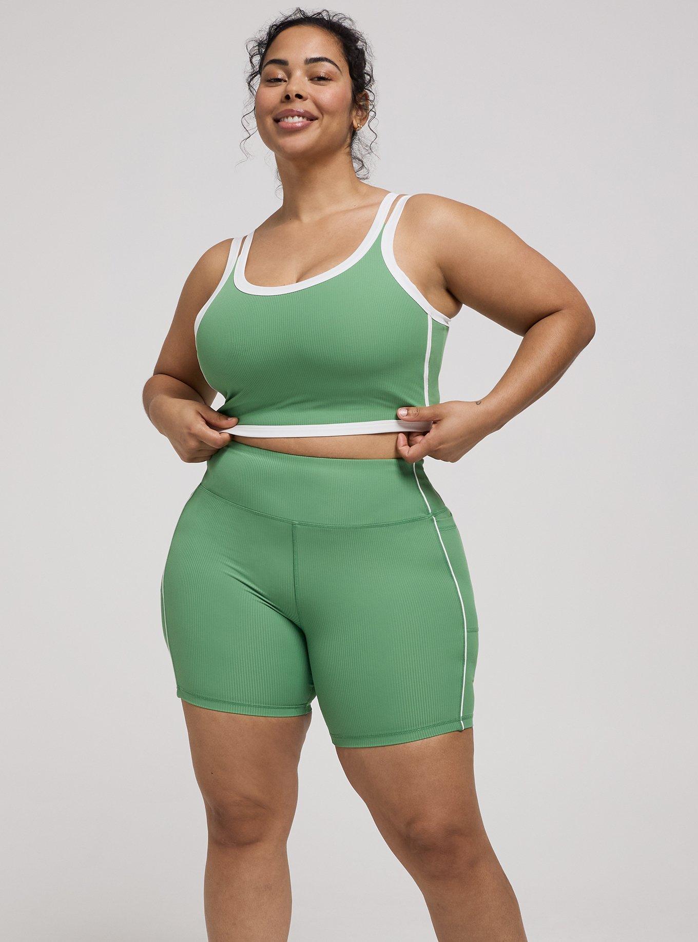 TRU Performance Rib Active Sports Bra with Piping, STONE GREEN, hi-res