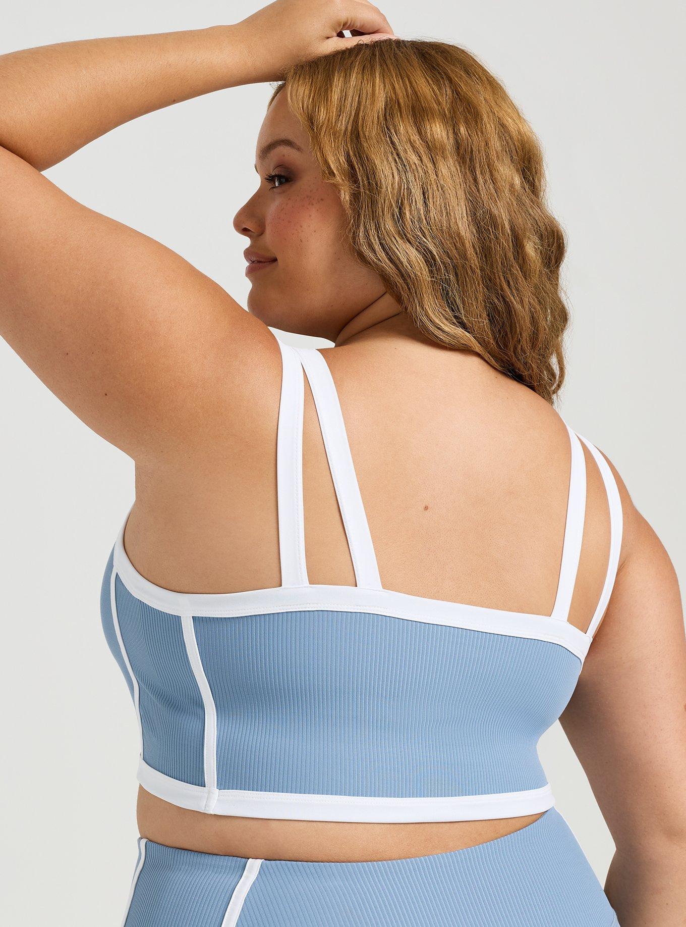 TRU Performance Rib Active Sports Bra with Piping, TROPOSPHERE, alternate