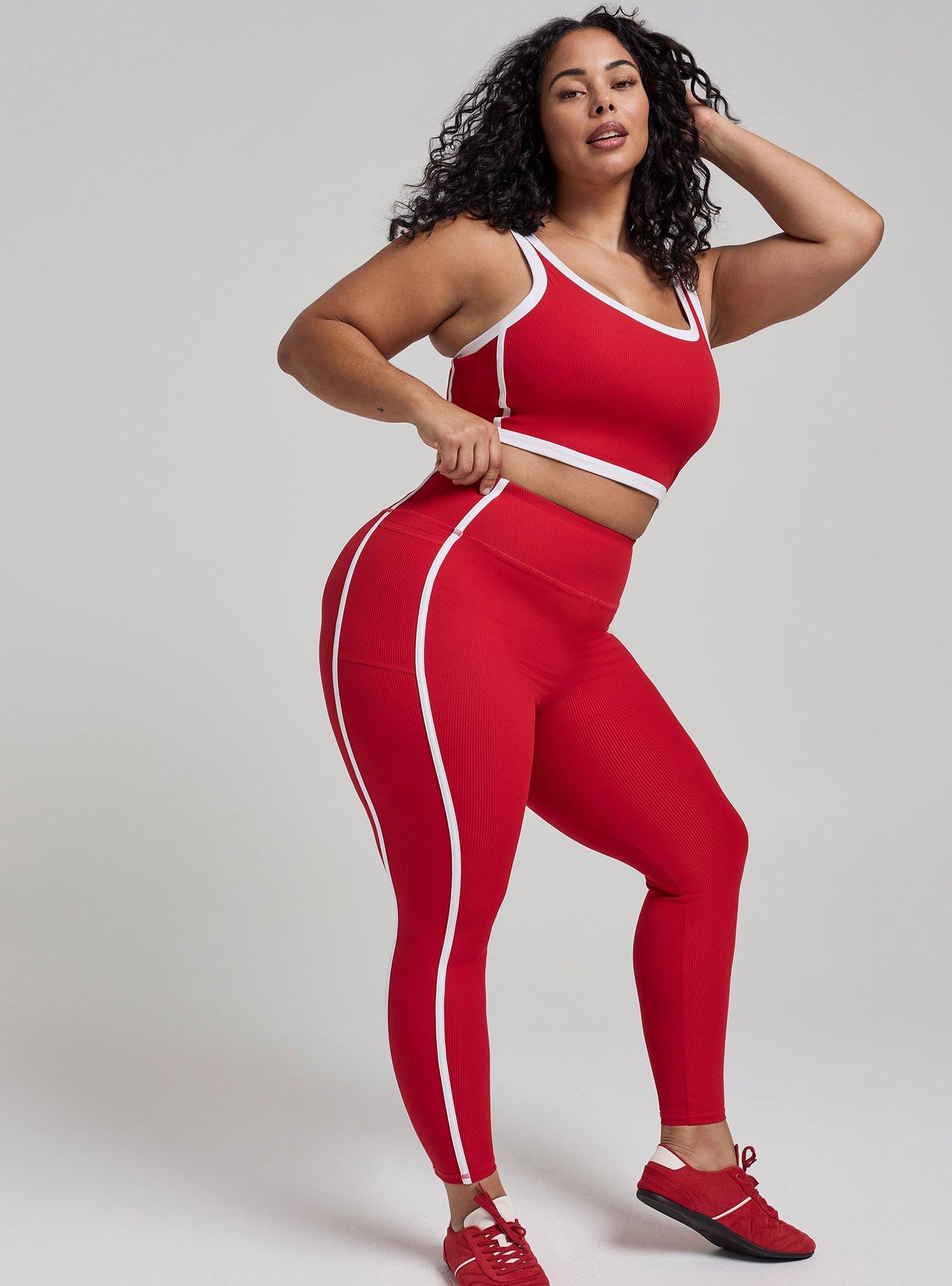 TRU Performance Rib Active Sports Bra with Piping, URBAN RED, alternate