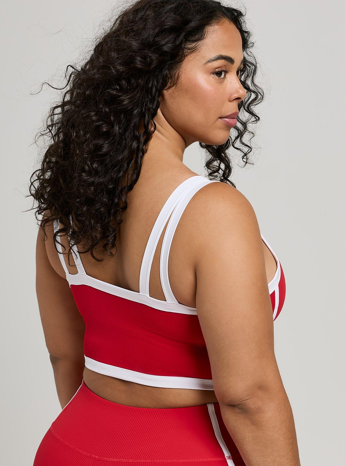 TRU Performance Rib Active Sports Bra with Piping, URBAN RED, alternate