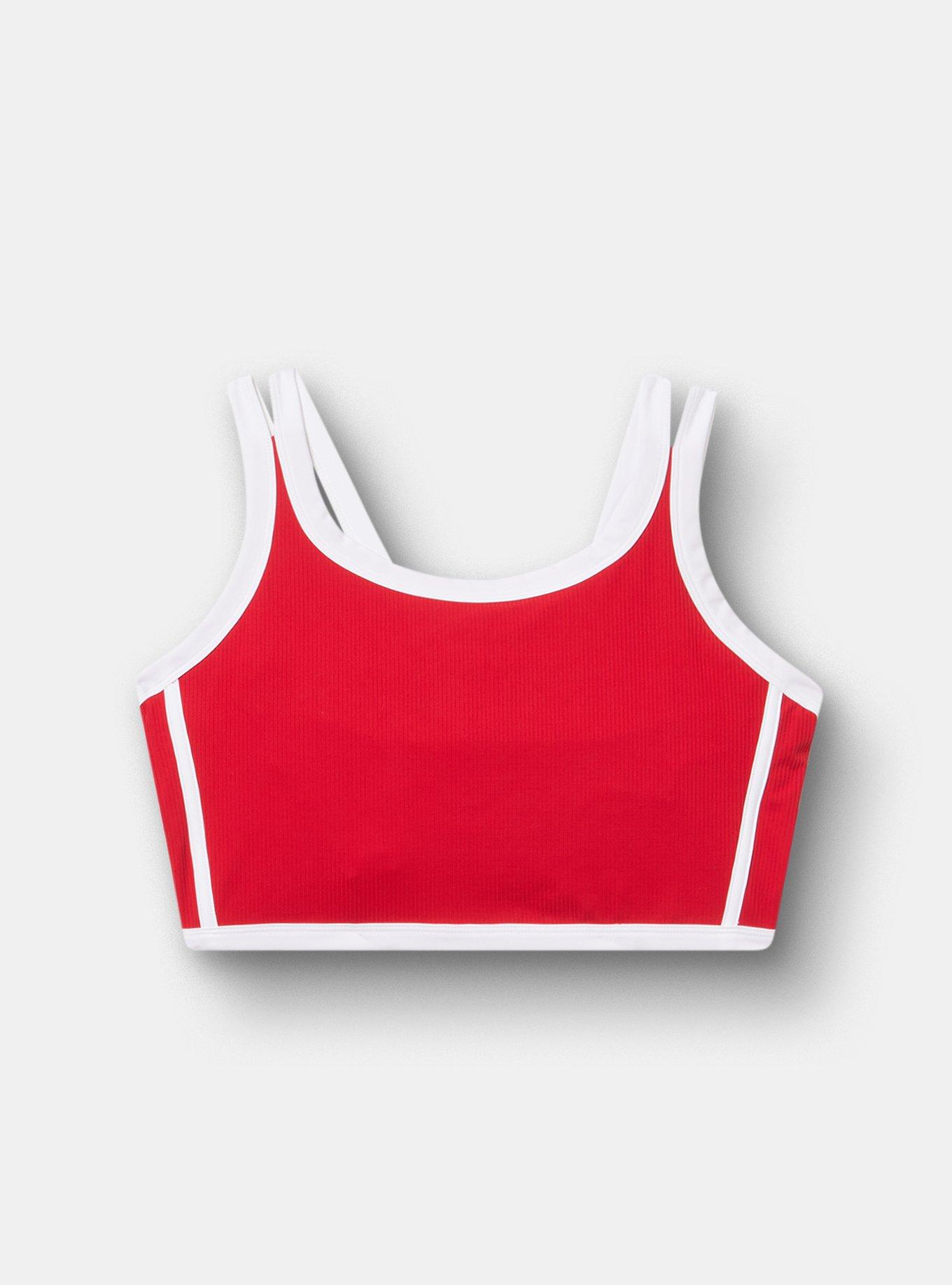 TRU Performance Rib Active Sports Bra with Piping, URBAN RED, hi-res